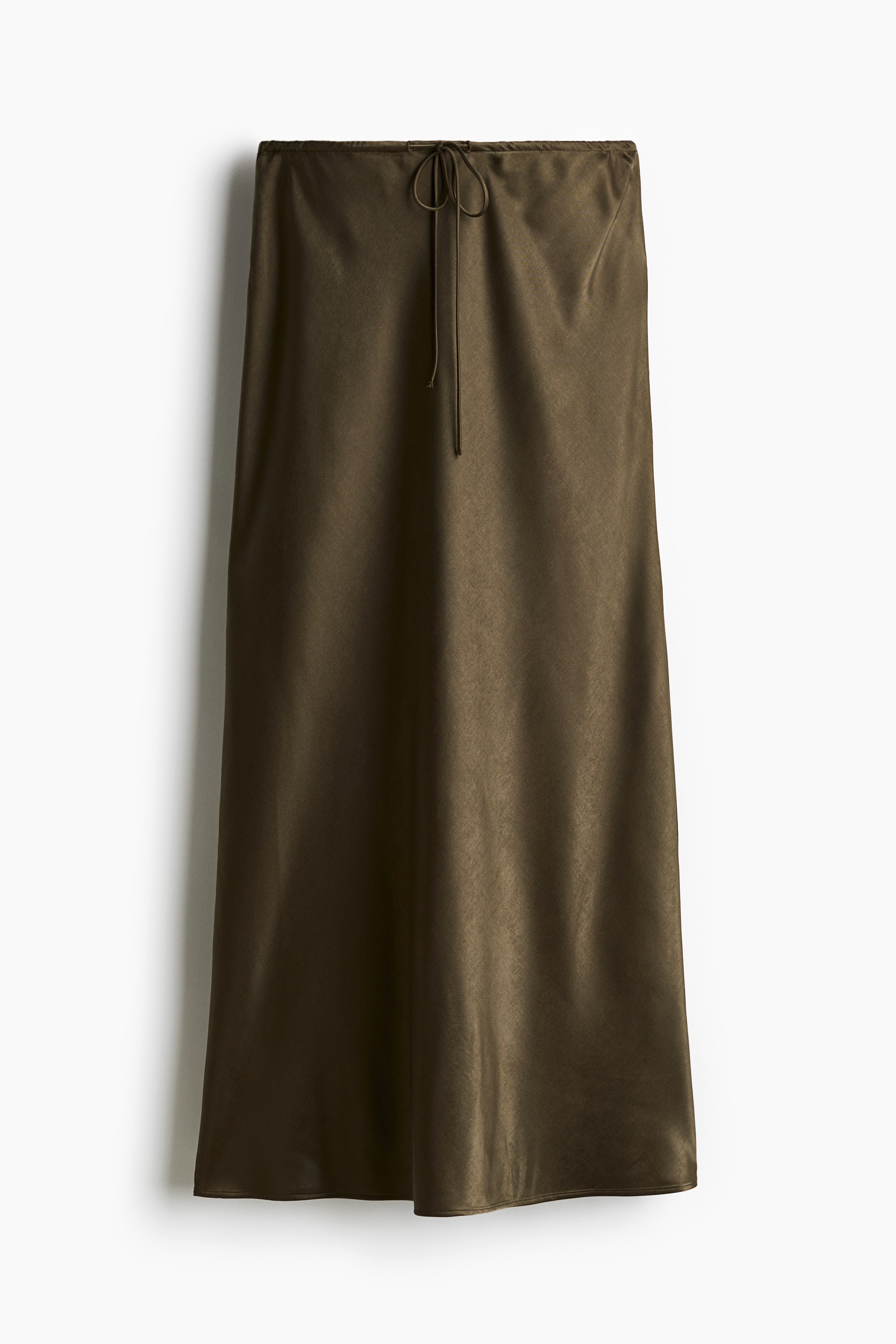 Women's Dark khaki green Satin Skirt with Drawstring | H&M US