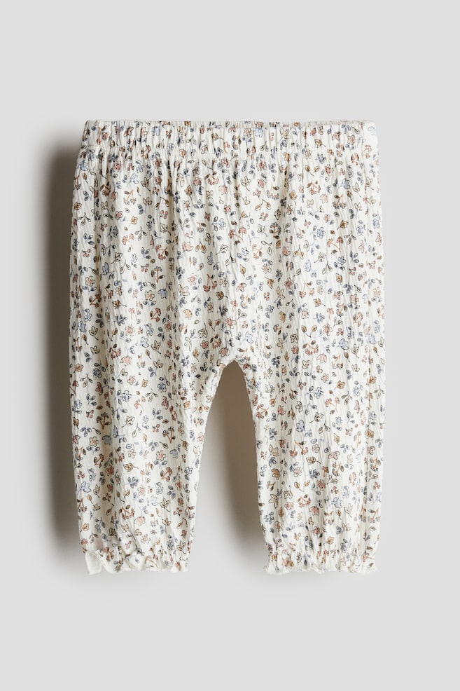 Crinkled jersey trousers - White/Floral - 1