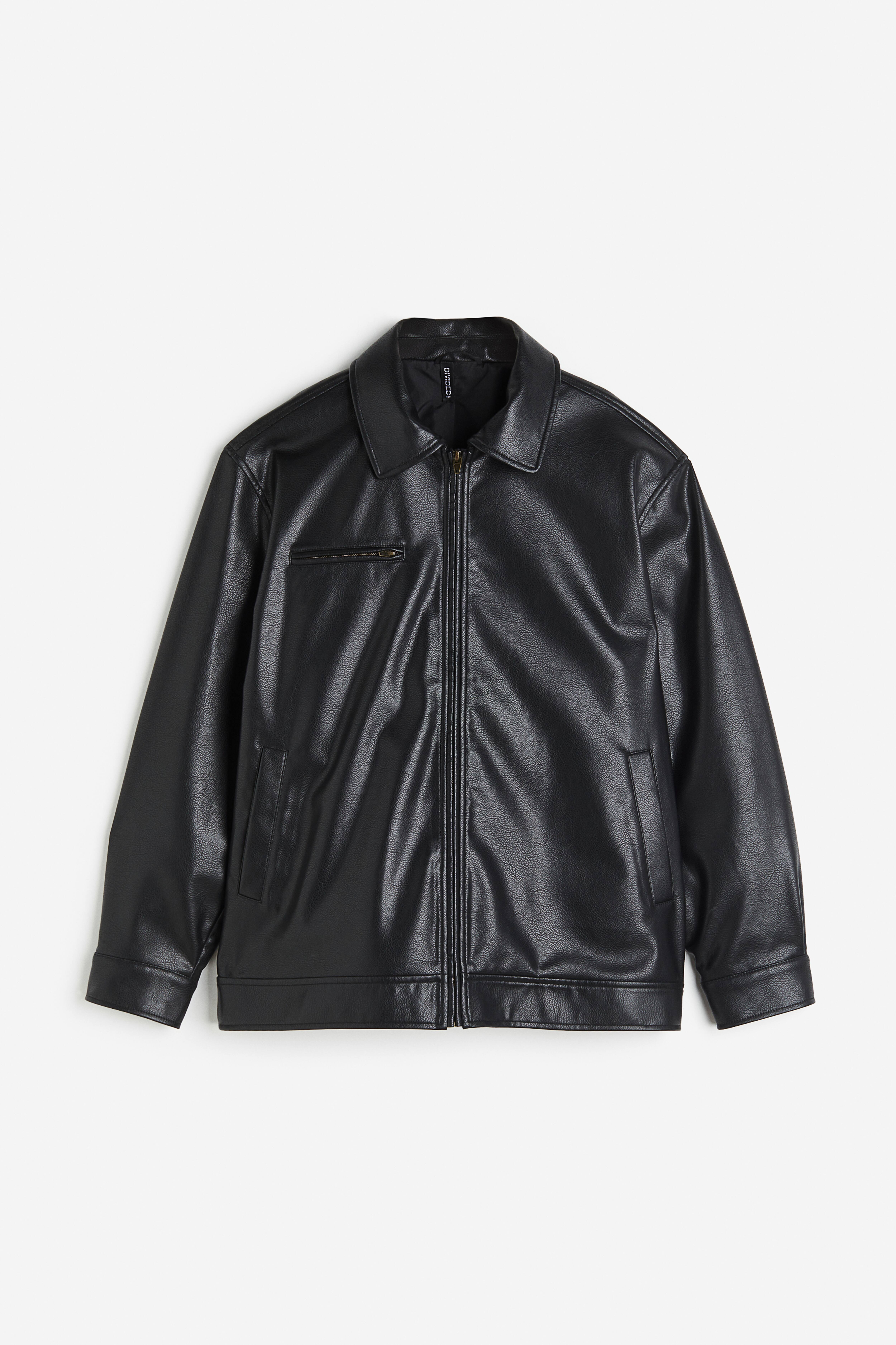 H & m leather jackets best sale