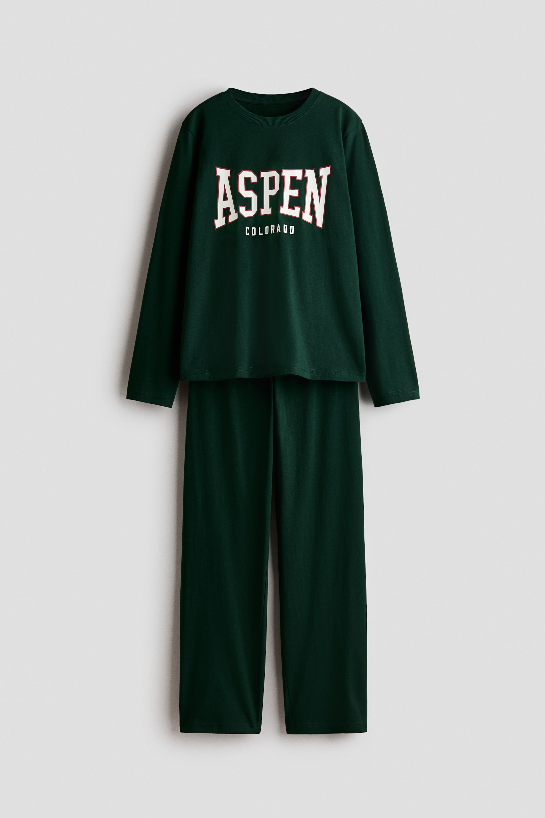 View larger image: Print-motif cotton pyjamas - Dark green/Aspen - Kids | H&M 1