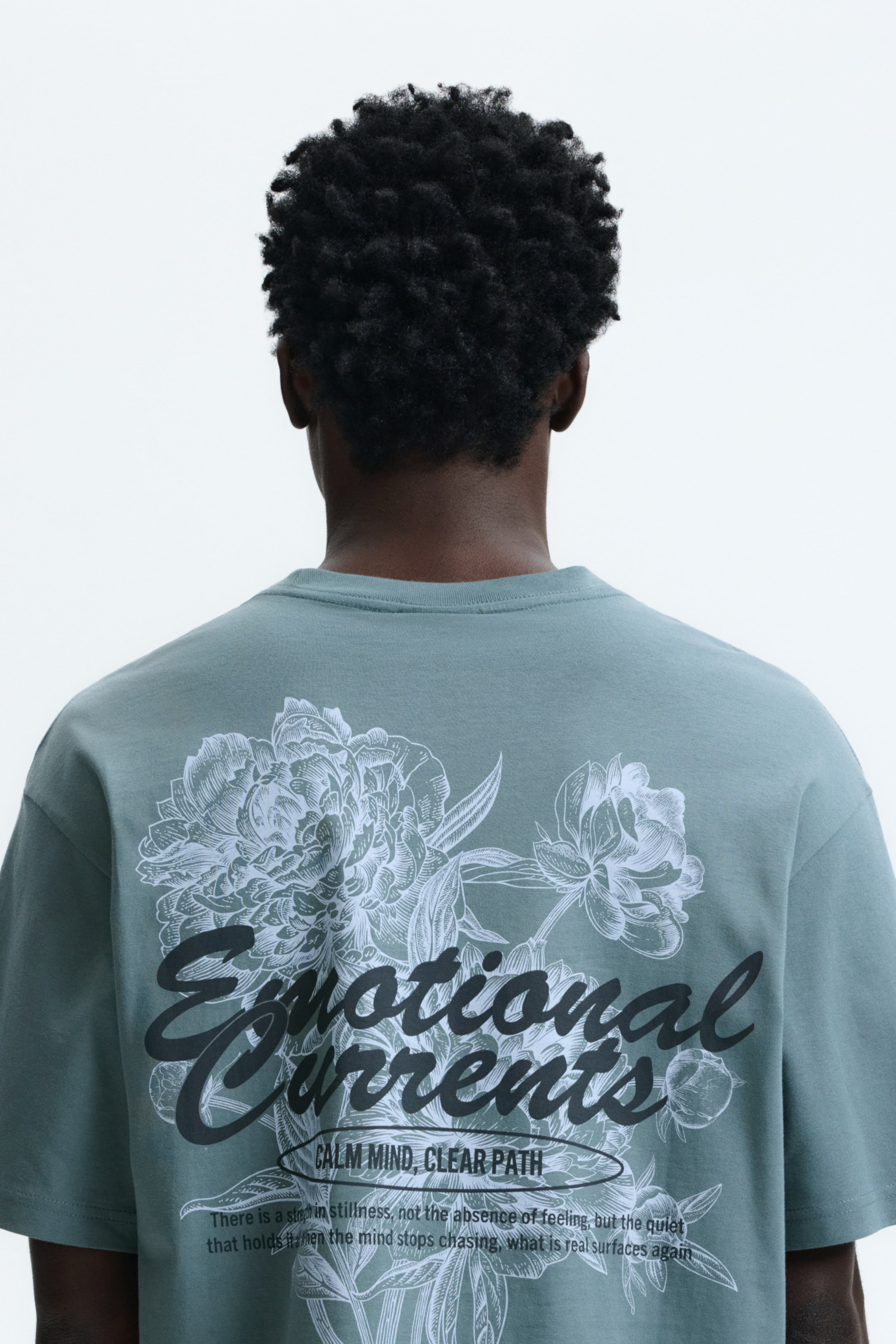 View larger image: Loose Fit Printed T-shirt - Turquoise/Emotional Currents - Men | H&M US 4