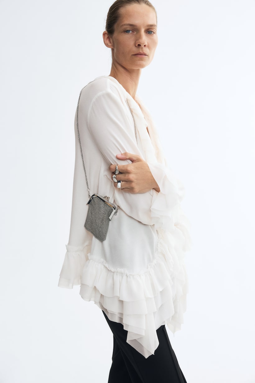 H&M frill-trimmed blouse in cream