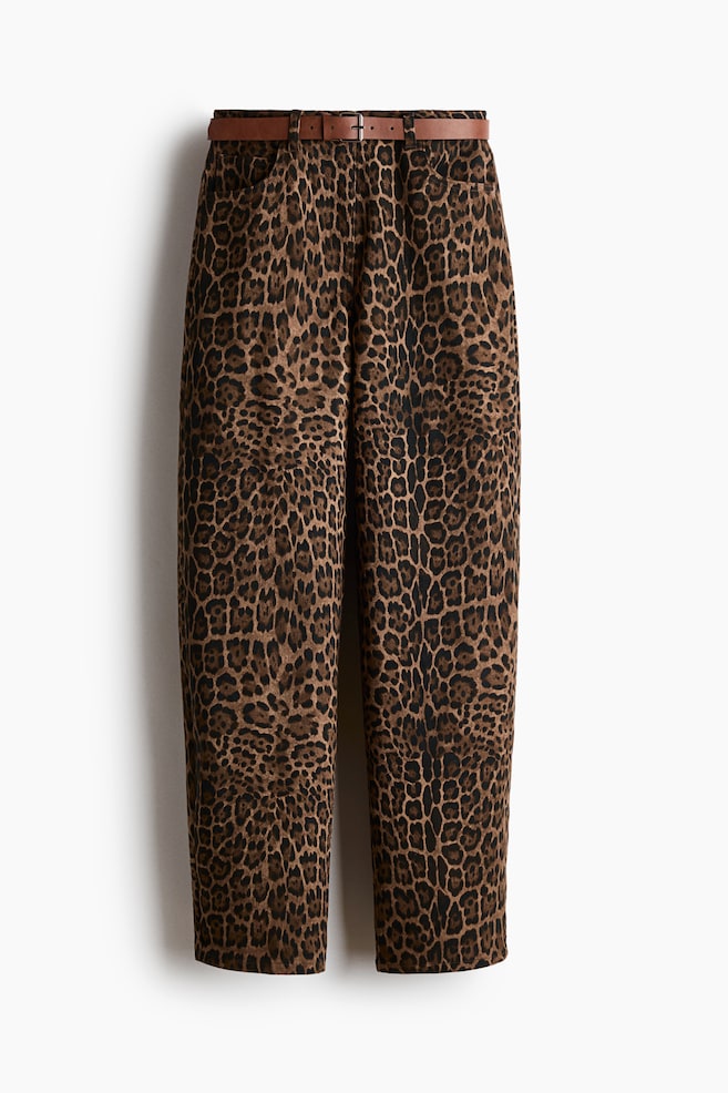 Barrel Regular Waist Jeans - Beige/leopardato - 1