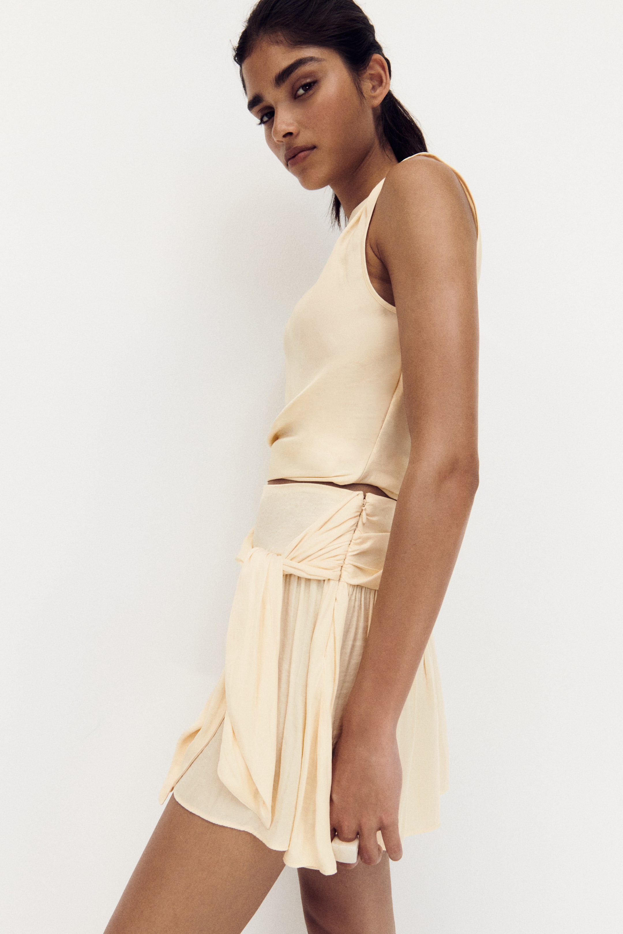 Tie-Detail Flared Skirt
