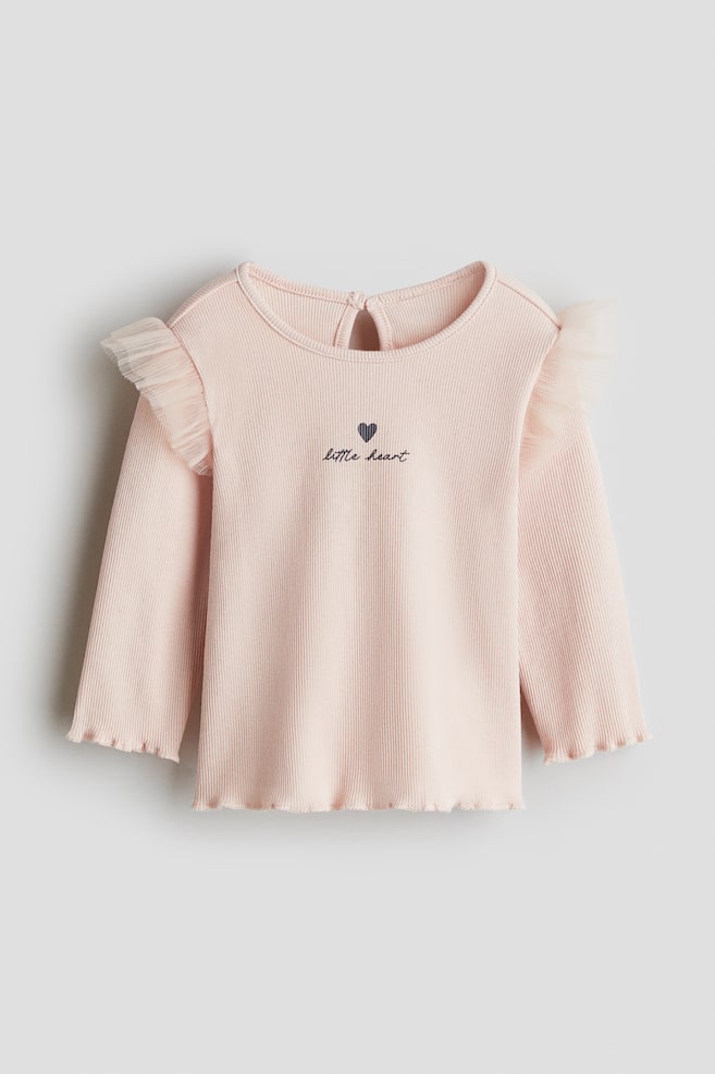 Frill-trimmed top - Light pink/Little heart/Cream/Little heart - 1