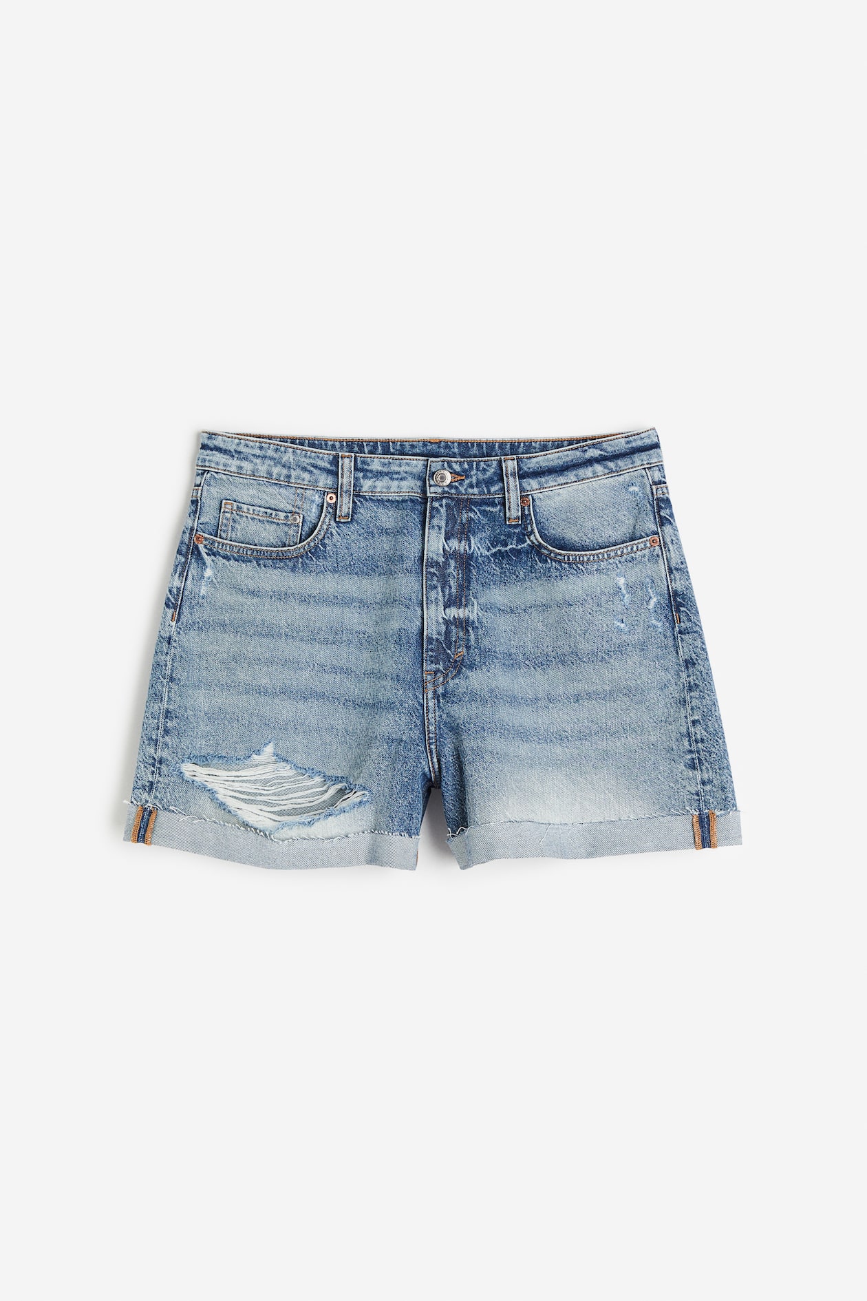 H&M+ Mom Comfort High Denim Shorts - High waist - Short - Denim blue ...