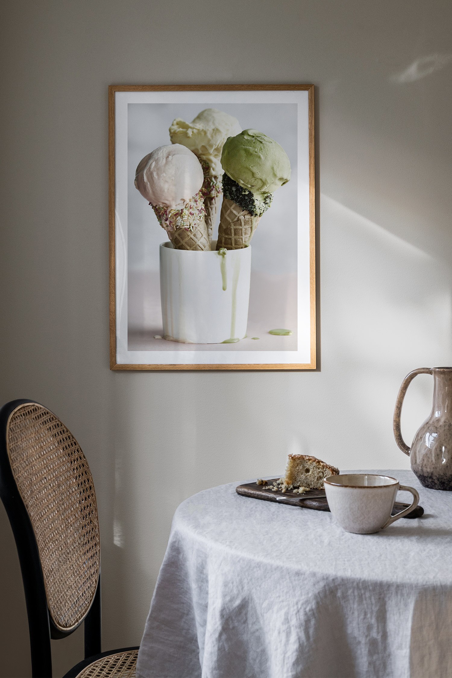 Ice Cream Cone Poster-Vit/beige/rosa