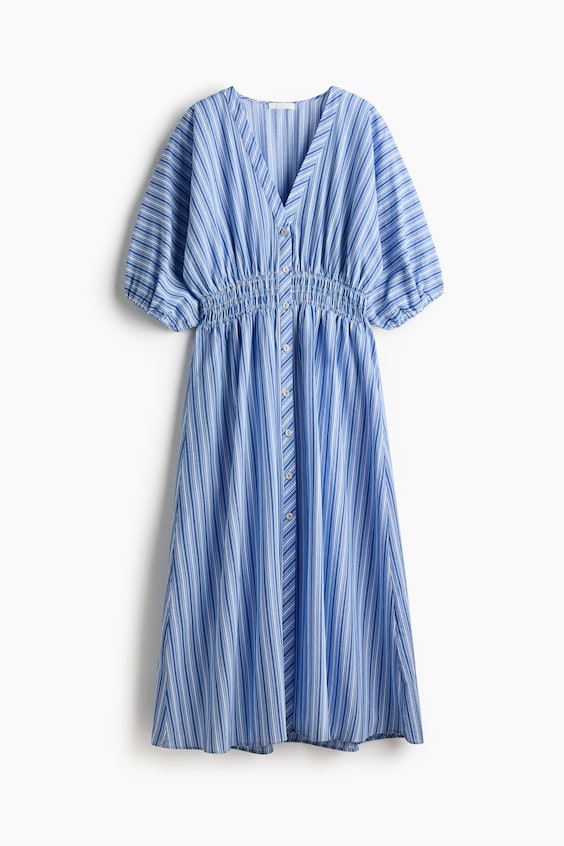 Женские платья H&M Smocked-Waist Button-Front Dress