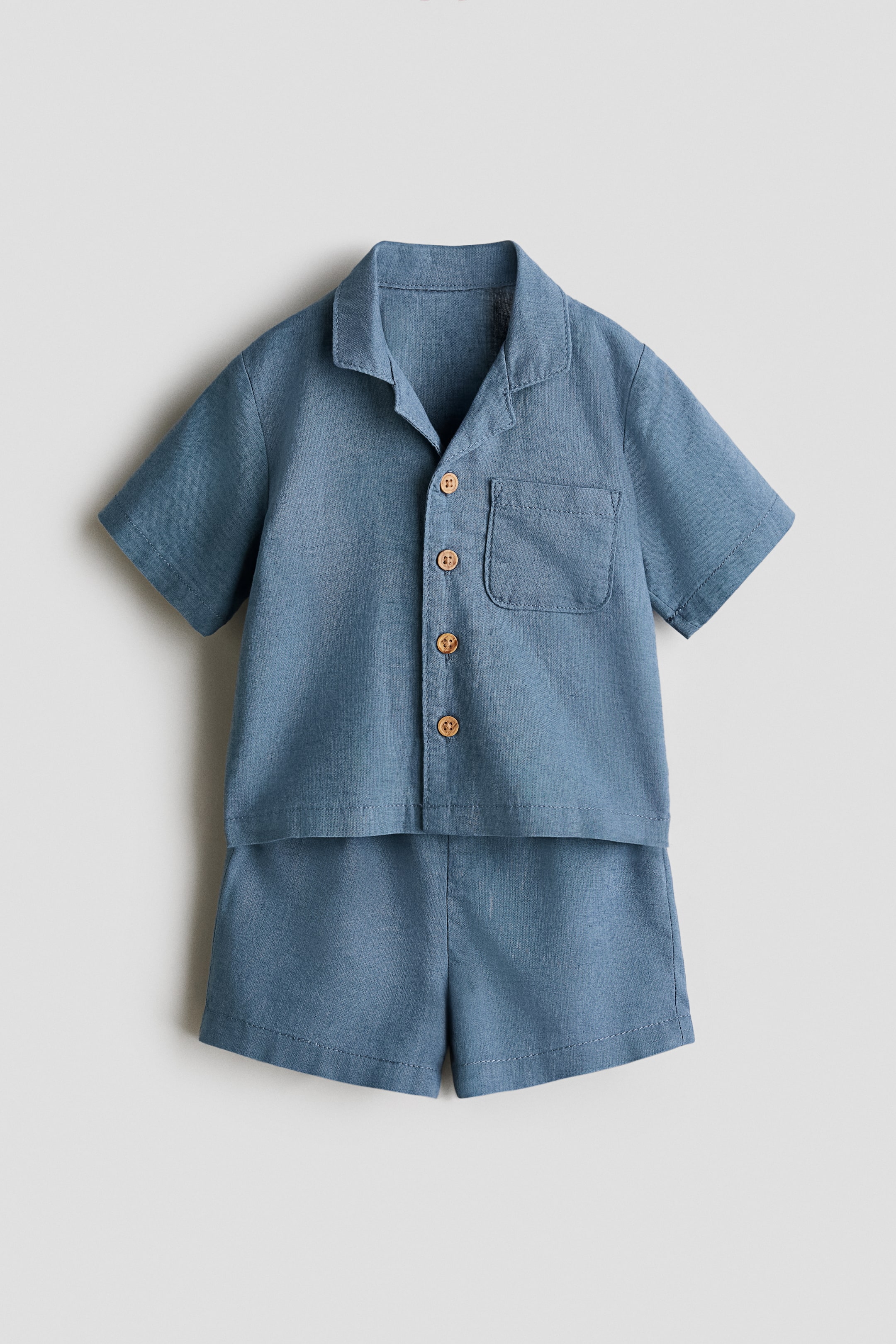 View larger image: 2-piece Linen-blend Set - Dusty blue - Kids | H&M US 1