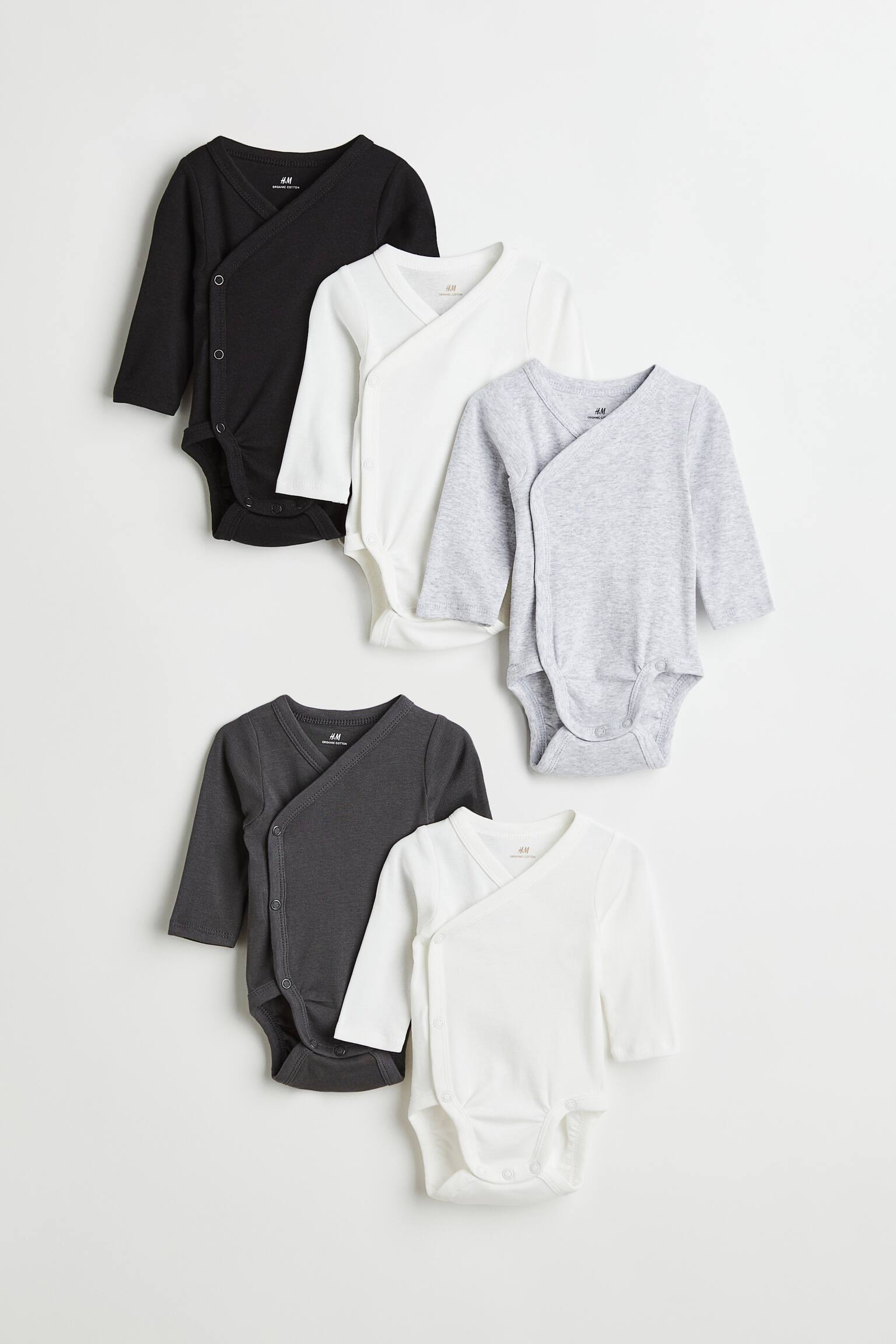 Body incrociati 5 pezzi - Grigio scuro/grigio mélange/Rosa polvere/fiori/Rosa polvere/bianco/Beige mélange/talpa/Rosa polvere chiaro/fiori/Beige chiaro/fiori/Rosa polvere/turchese chiaro/Bianco/giraffe/Beige chiaro/pere/Beige/koala/Rosa/ciliegie/Turchese/beige