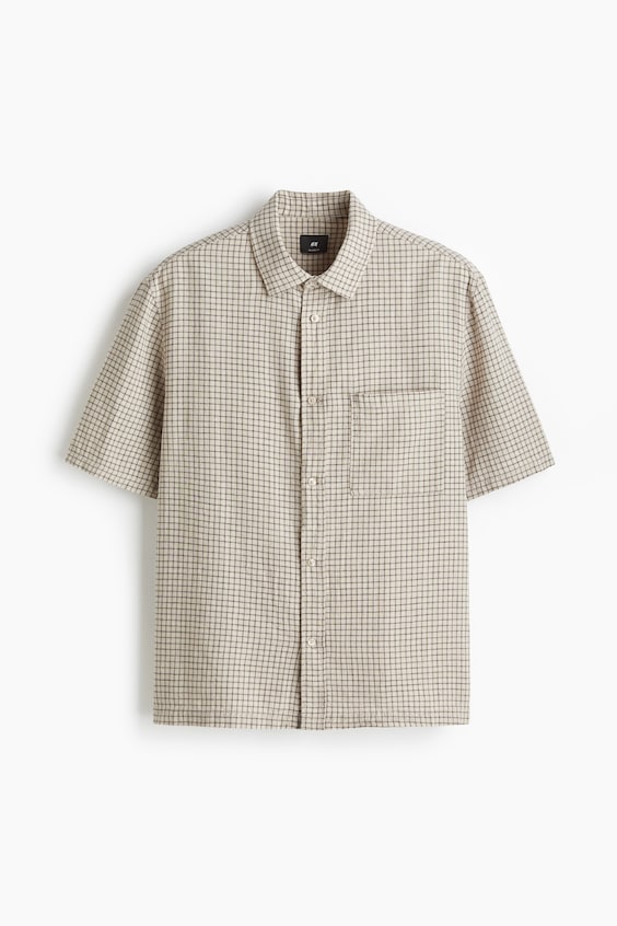 Koszula z domieszką lnu Oversized Fit