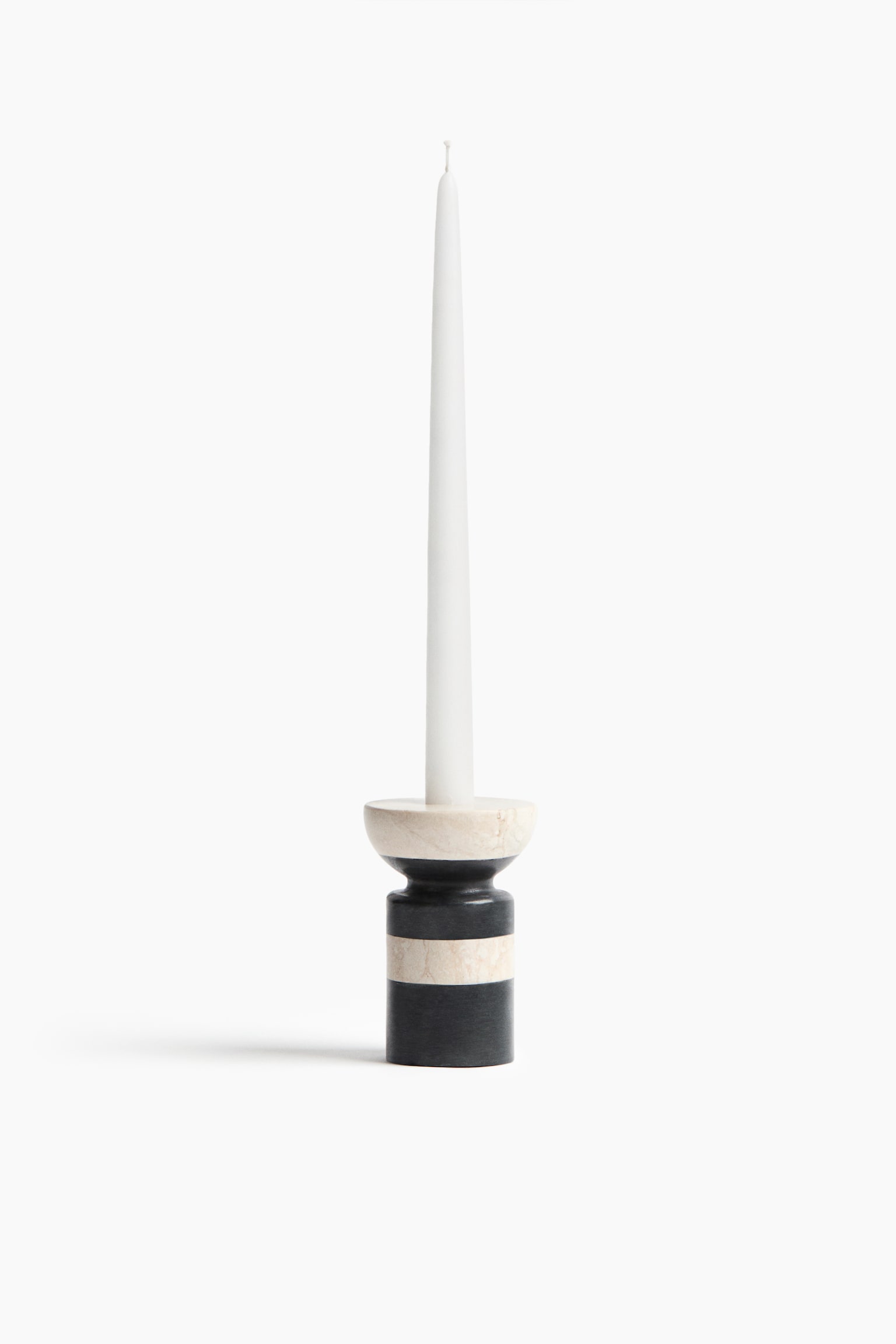 Small marble candlestick - Black/Marbled