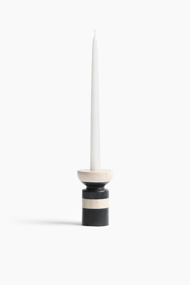 Small marble candlestick - Black/Marbled - 1