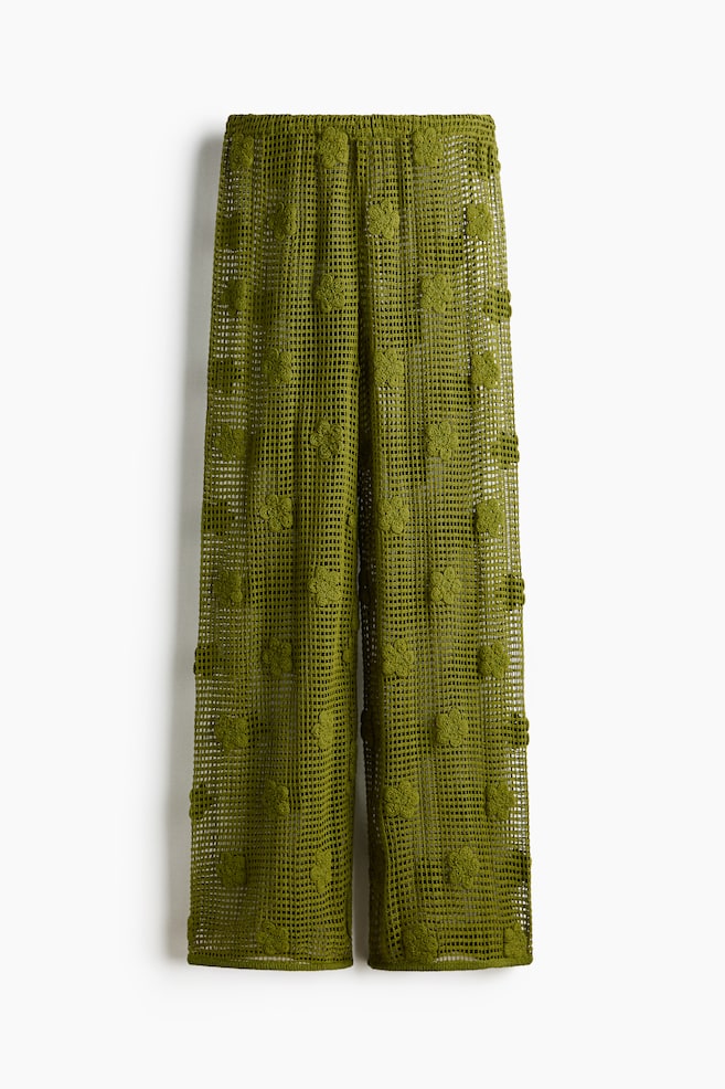 Appliquéd Cotton Beach Pants - Green - 1