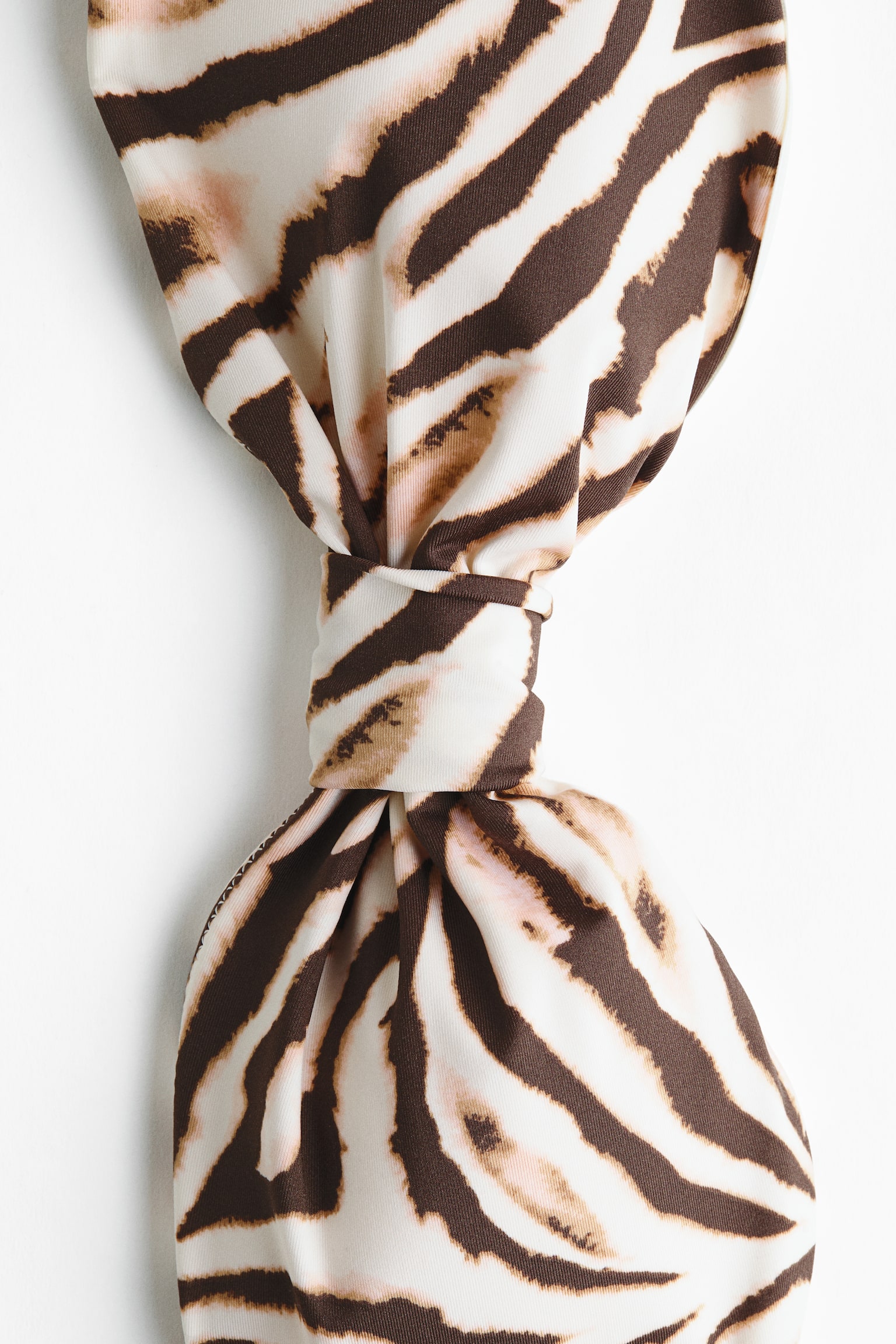 Padded Bandeau Bikini Top - White/Zebra print/White/Green - 4