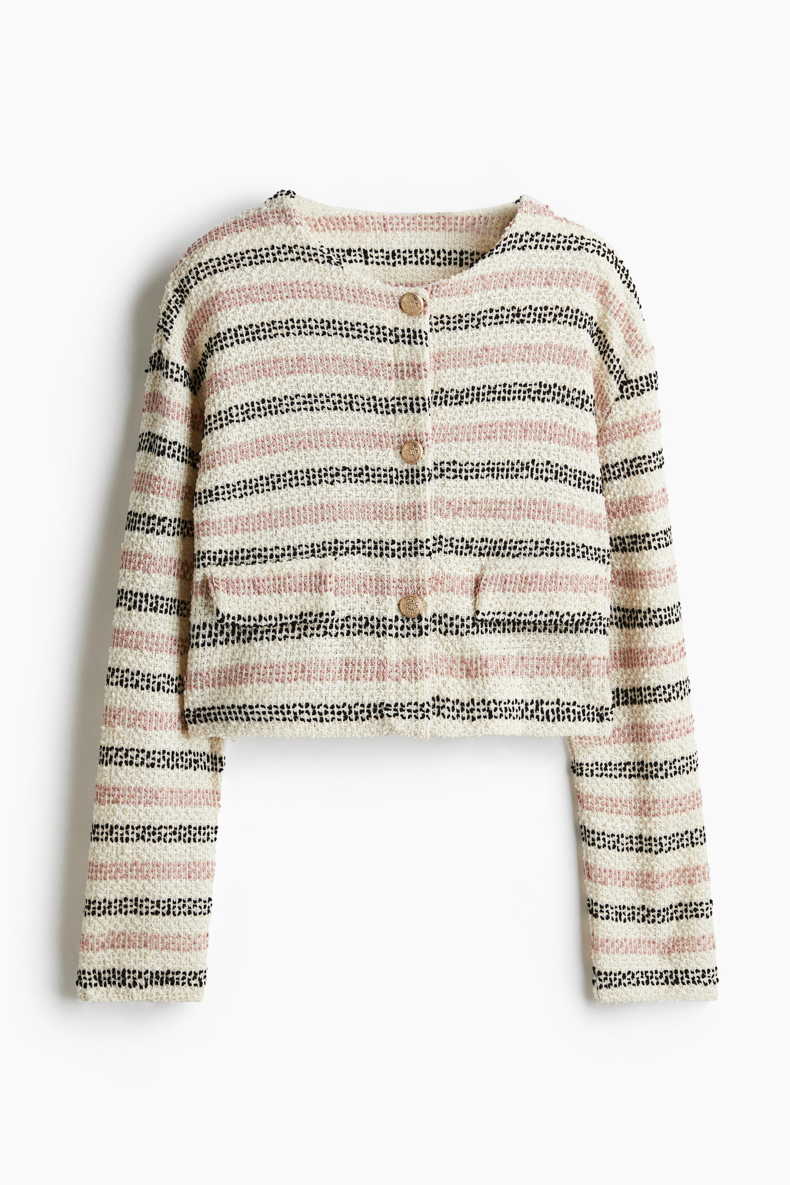 Glittery textured cardigan - Cream/Striped - 2