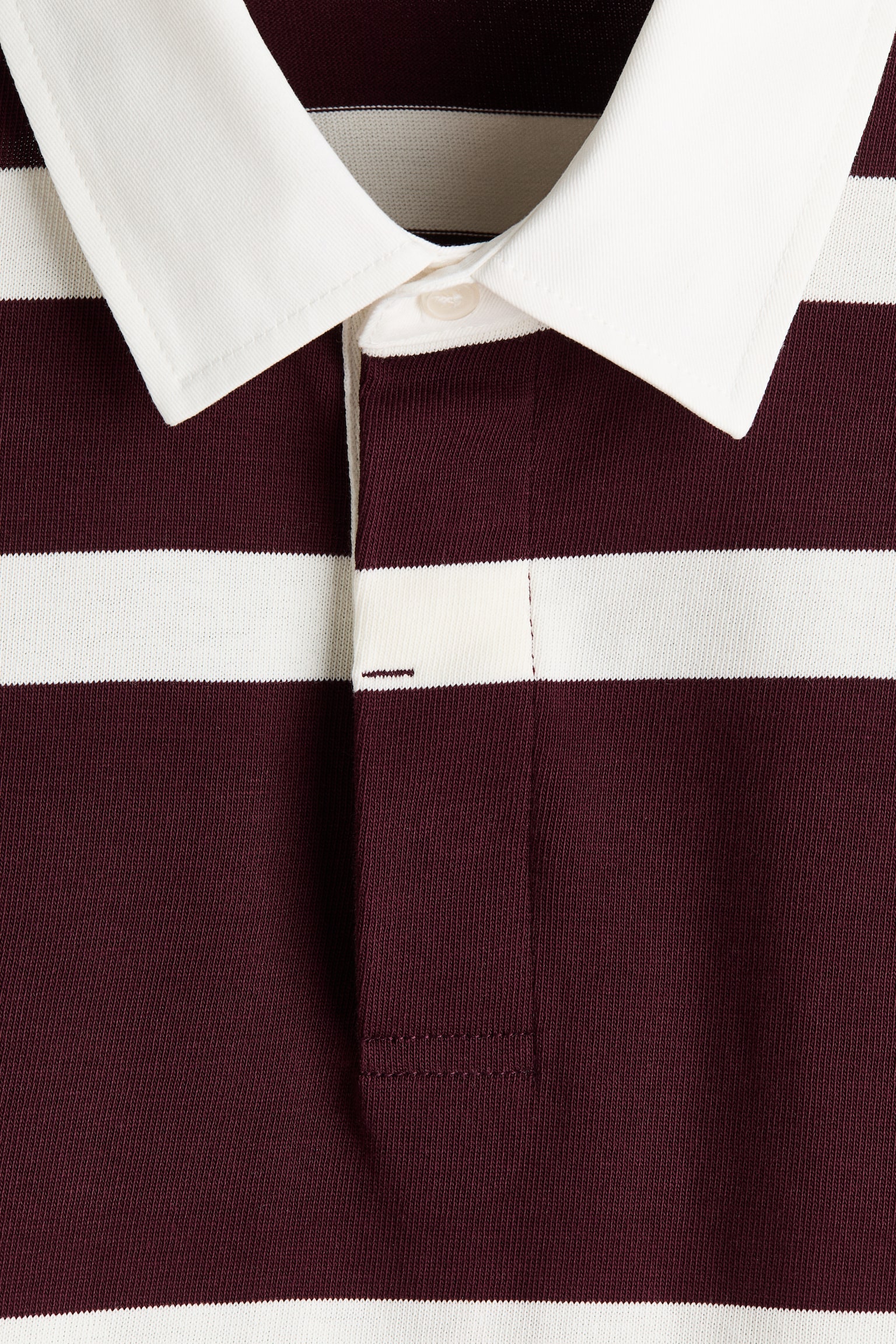 Мужская рубашка H&M Loose-Fit Cotton Rugby, цвет: Бордовый / Полосатый — фото 6
