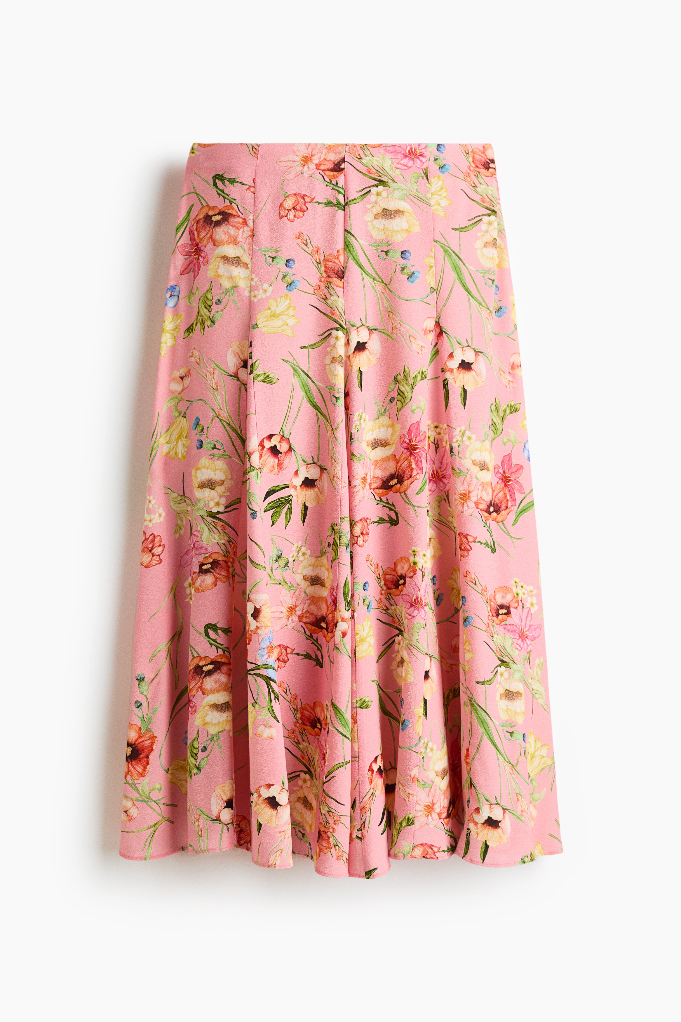 Pleated viscose skirt - Light pink/Floral