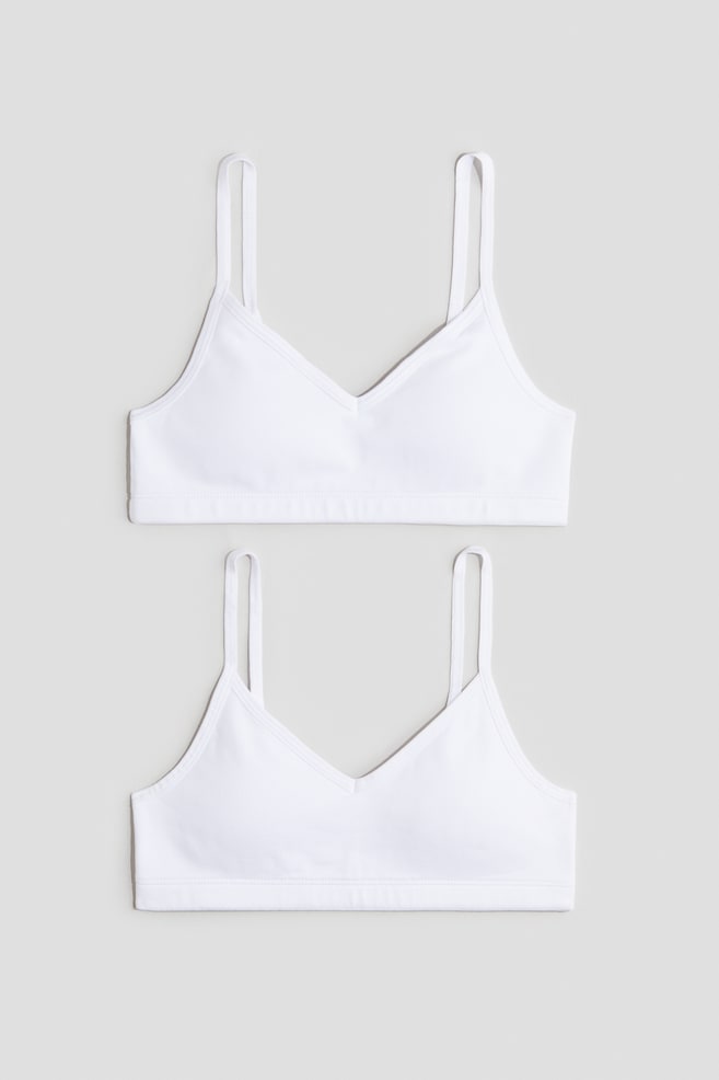 2-Pack Padded Short Tops - White/Black/white/Light pink/light gray melange/Black - 1
