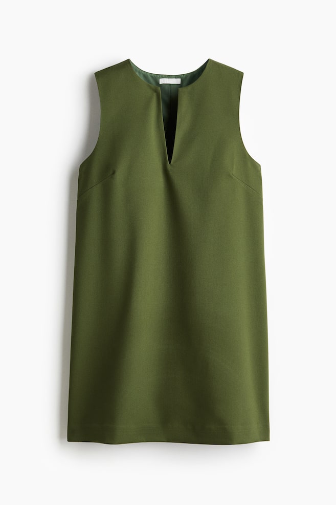 Abito svasato in twill - Verde/Crema/Beige scuro/leopardato/Rosso acceso - 1