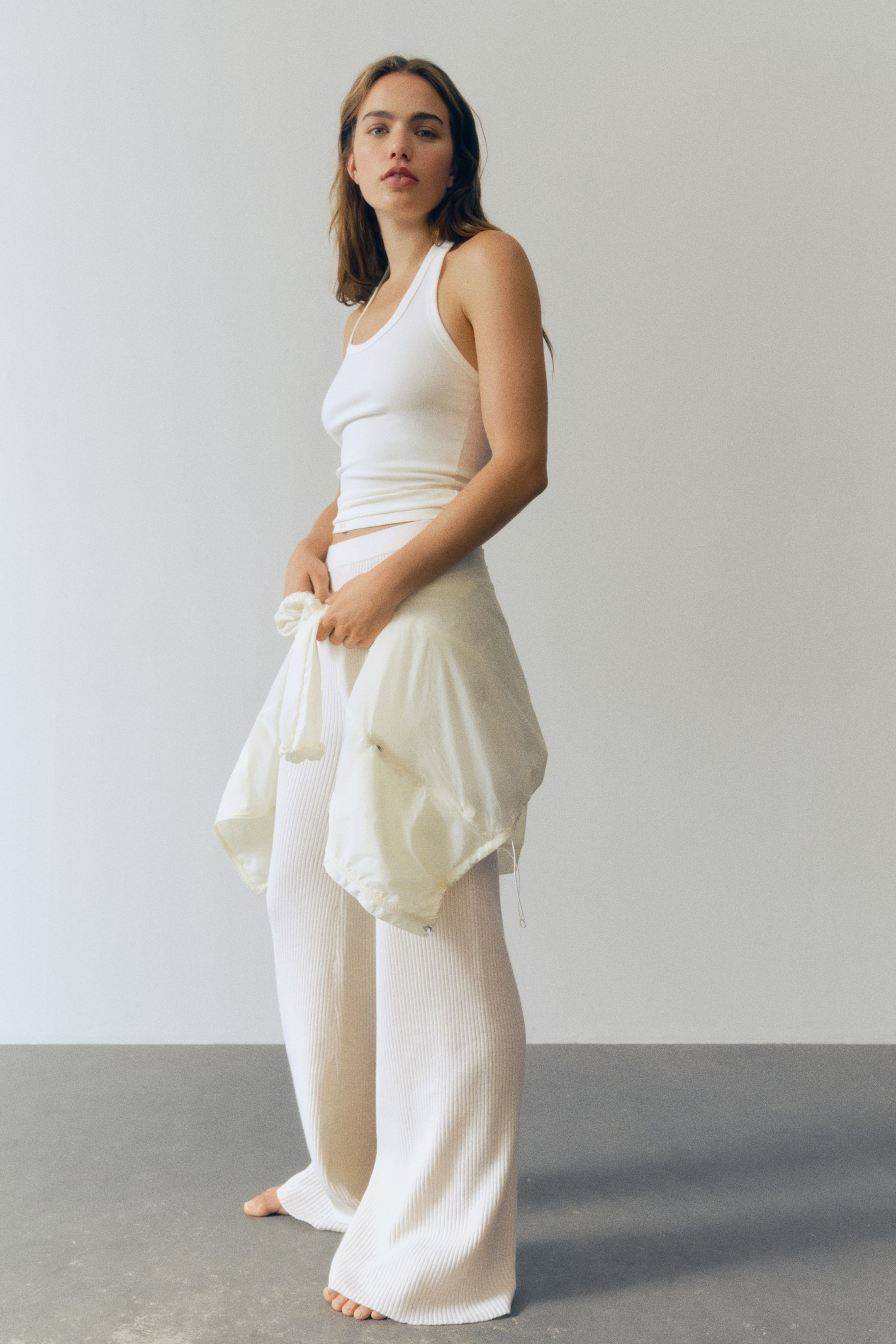 Wide-Leg Rib-Knit Pants