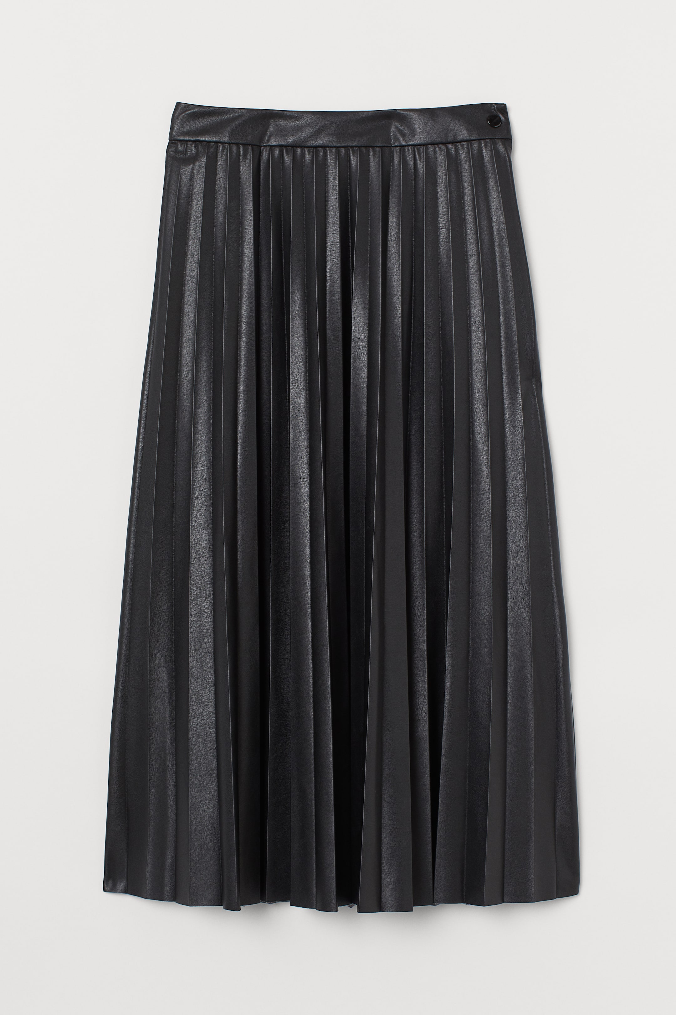 Imitation leather skirt - Regular waist - Midi - Black - Ladies | H&M GB