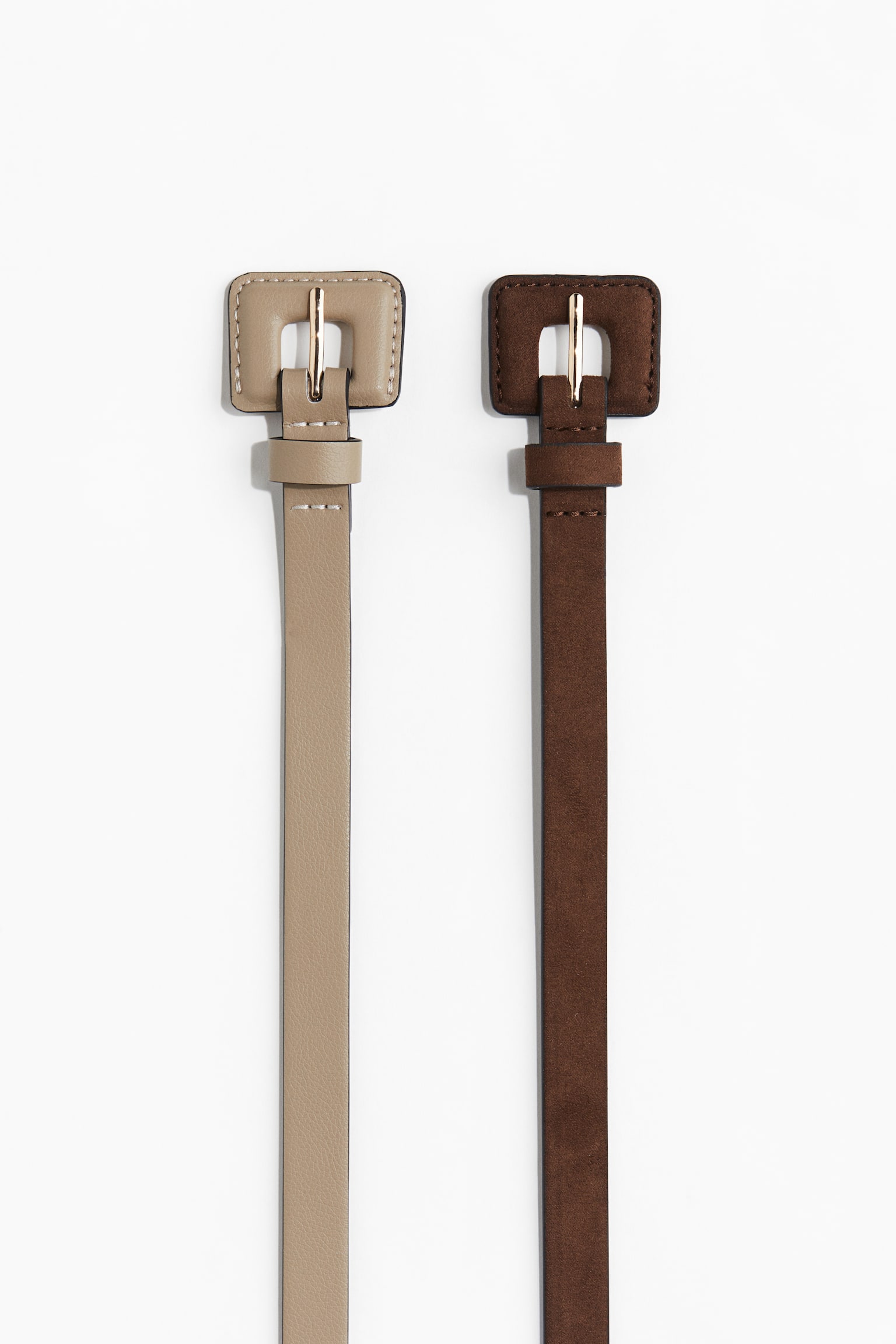 Женские ремни H&M 2-pack Belts, цвет: Коричневый / Бежевый — фото 2