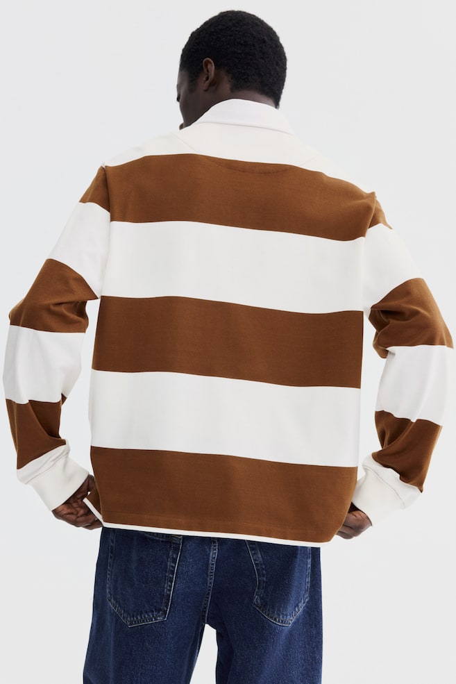 Regular-Fit Cotton Rugby Shirt - Brown/color block/Dark green/color block - 3