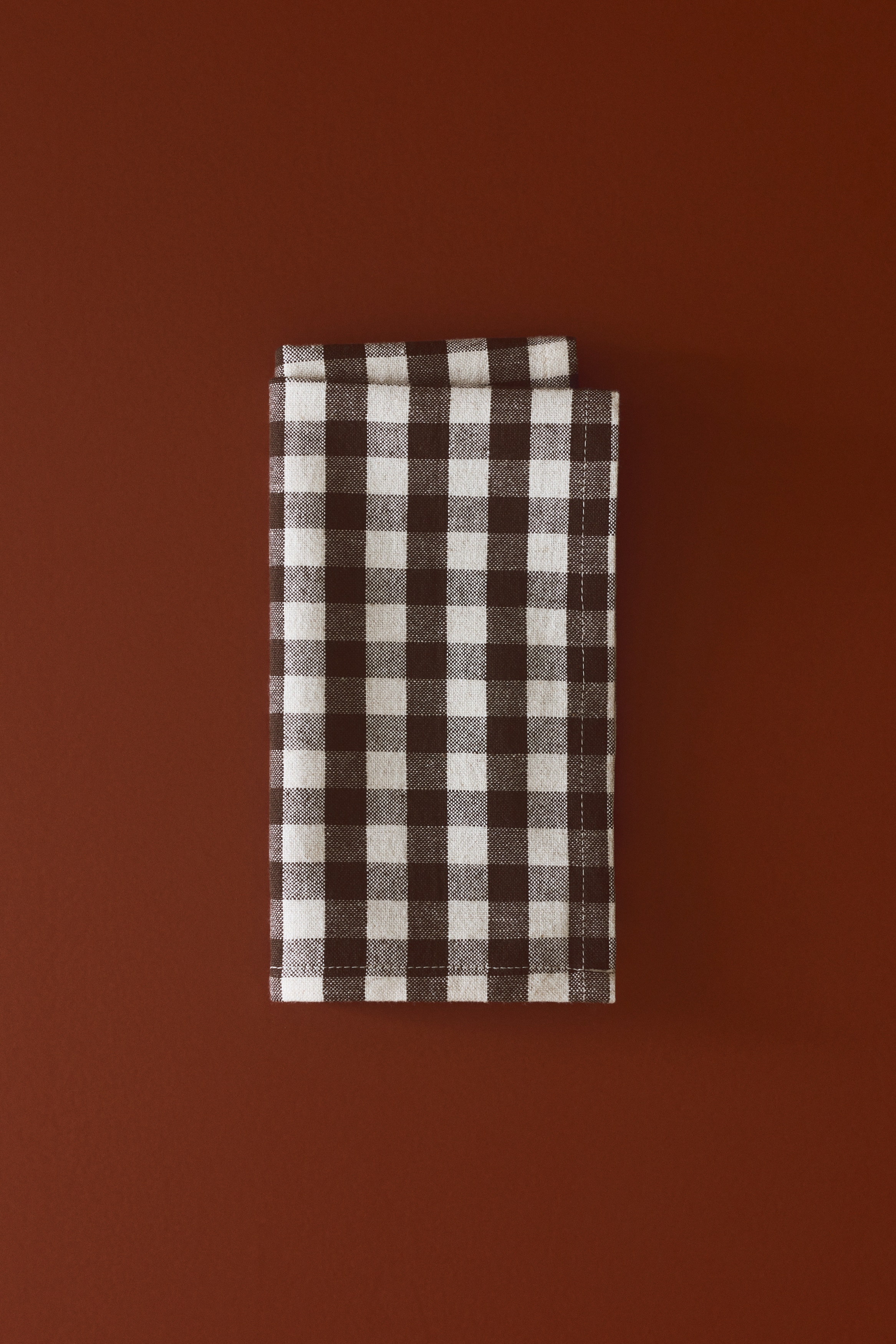 4-pack cotton napkins - Dark brown/Gingham check/Light pink/Gingham check/Beige/Striped/Beige/Gingham check/Light pink/Striped/Terracotta/Striped/Green/Gingham check/Green/Cream striped/Terracotta/Gingham check/Dark brown/Striped