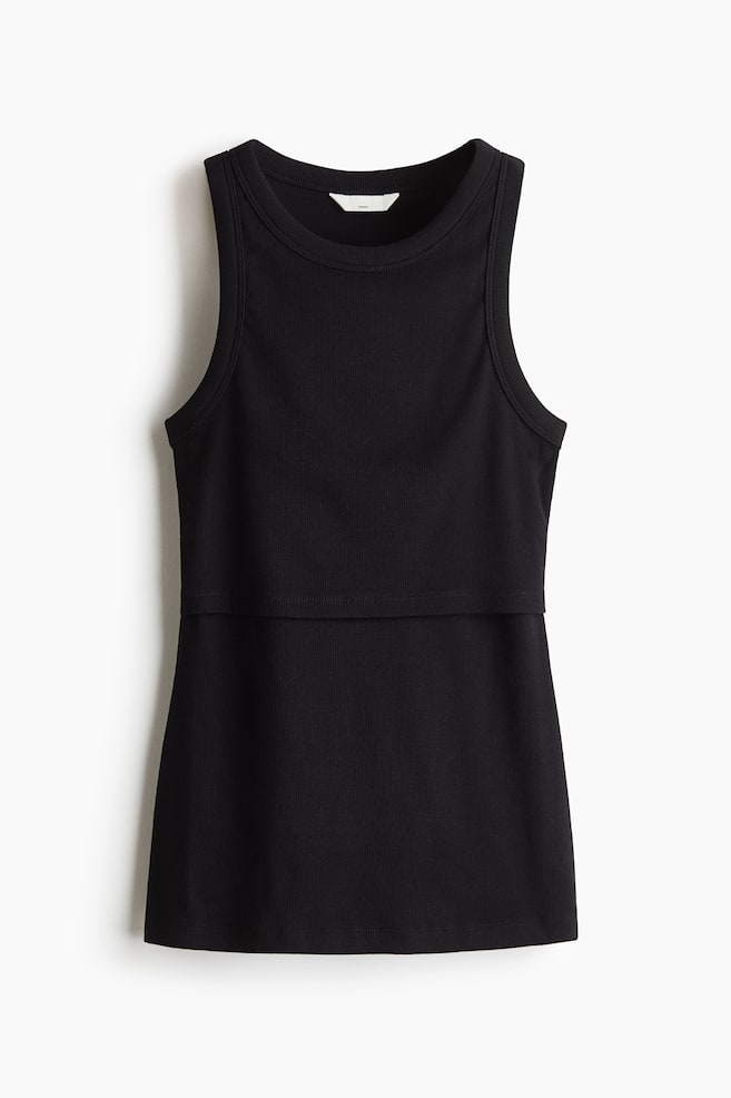 MAMA Ribbed nursing vest top-Black - 1