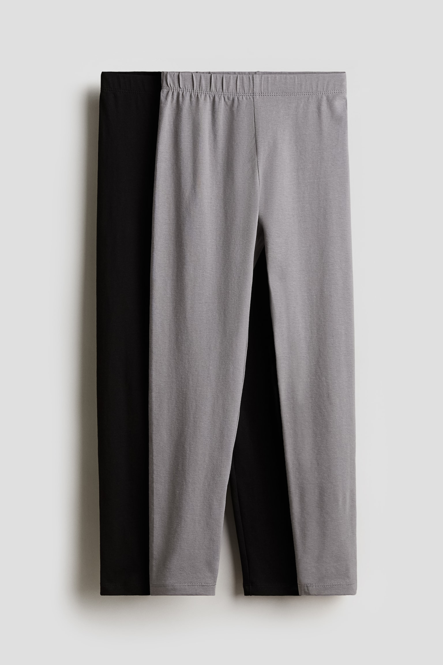 2-pack cotton leggings - Grey/Black/Black - 1