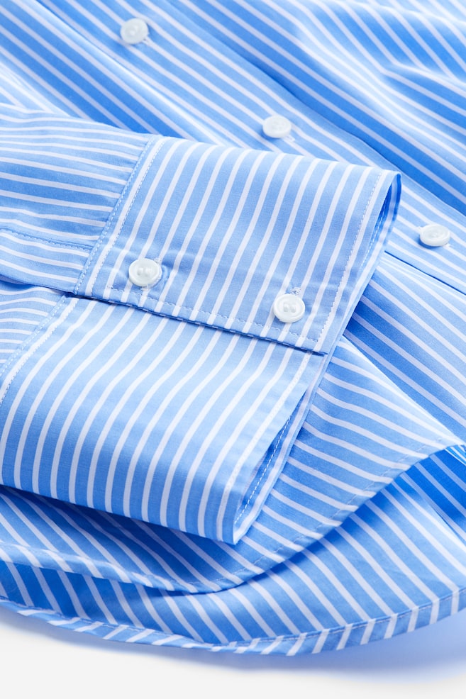 Oversized cotton shirt - Blue/Striped/Cream/Pinstriped - 4