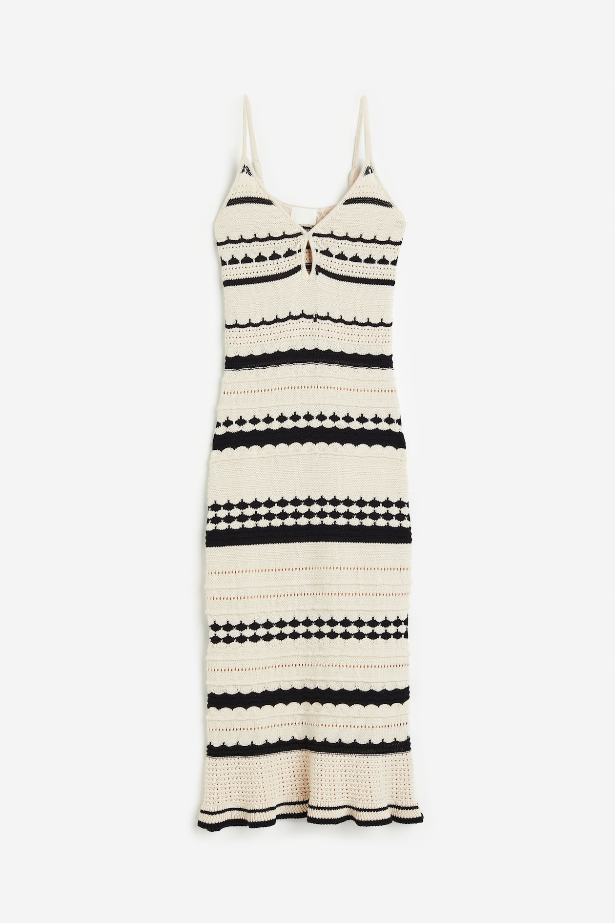 h&m striped crochet dress Women's Cream/Black striped Crochet-look dress