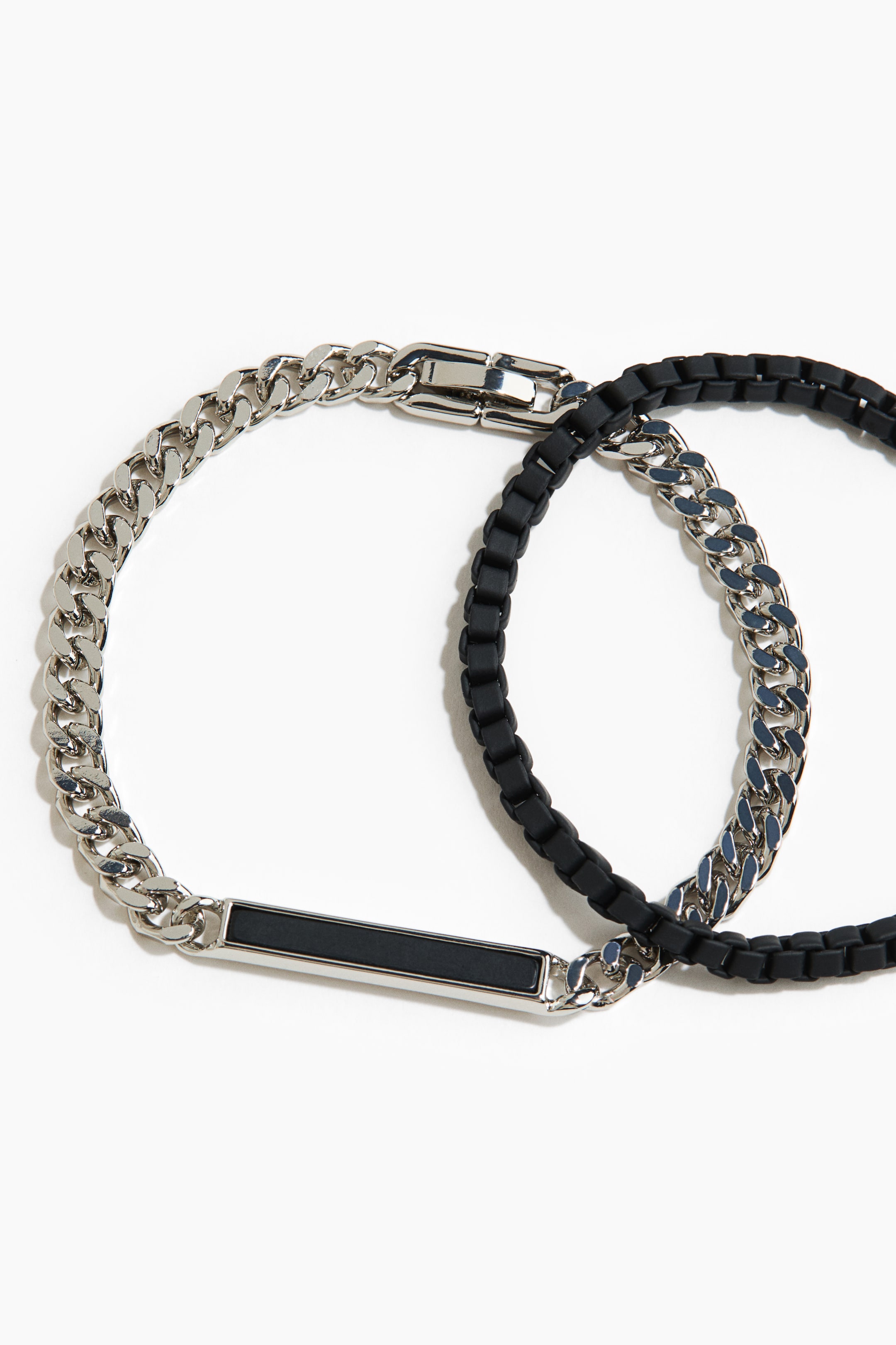 Ampliar la imagen: 2-pack de pulseras - Negro/Plateado - Men | H&M MX 2