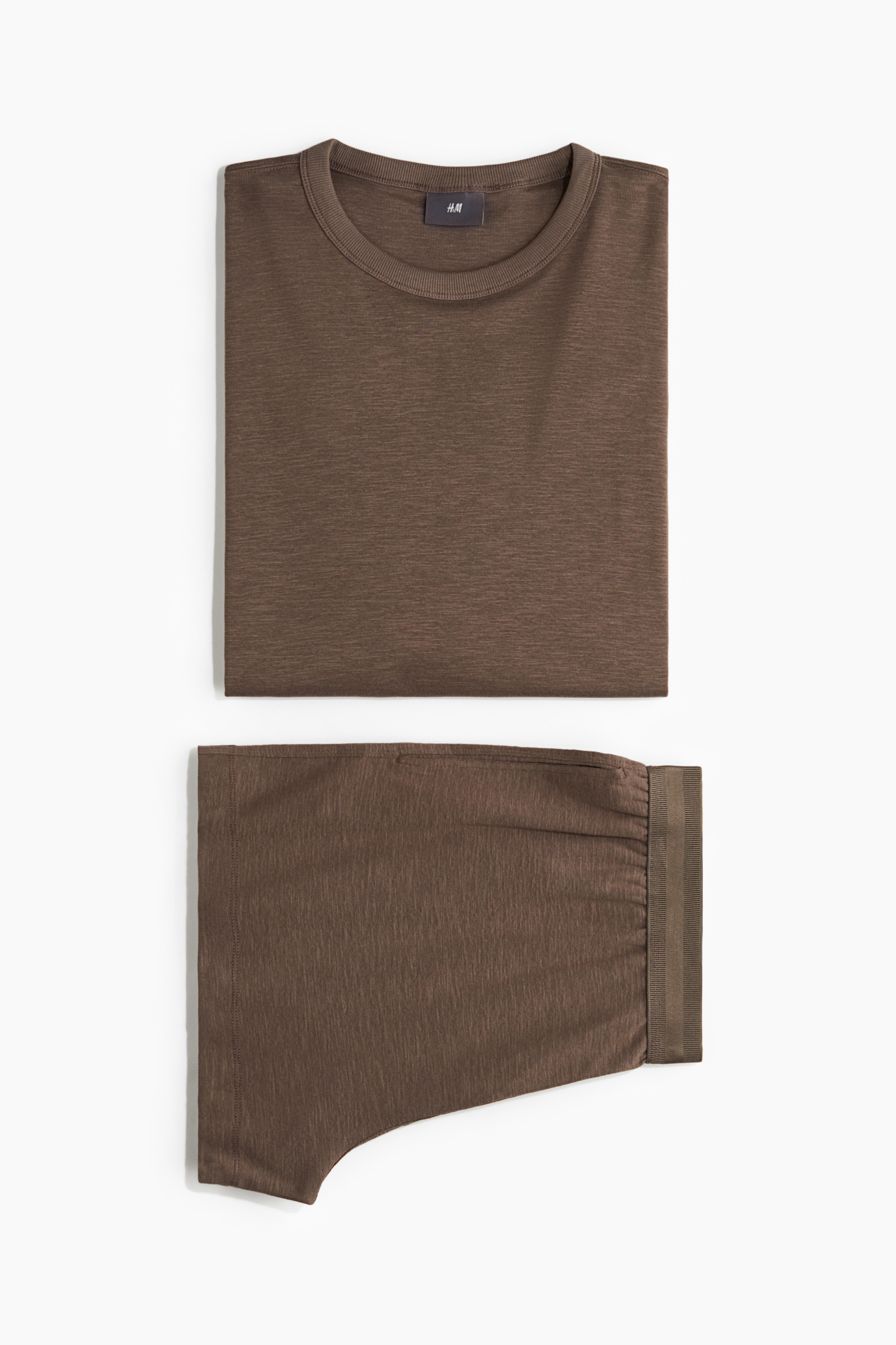 Men - Brown Pyjama T-shirt and shorts - Size: XS  - H&M