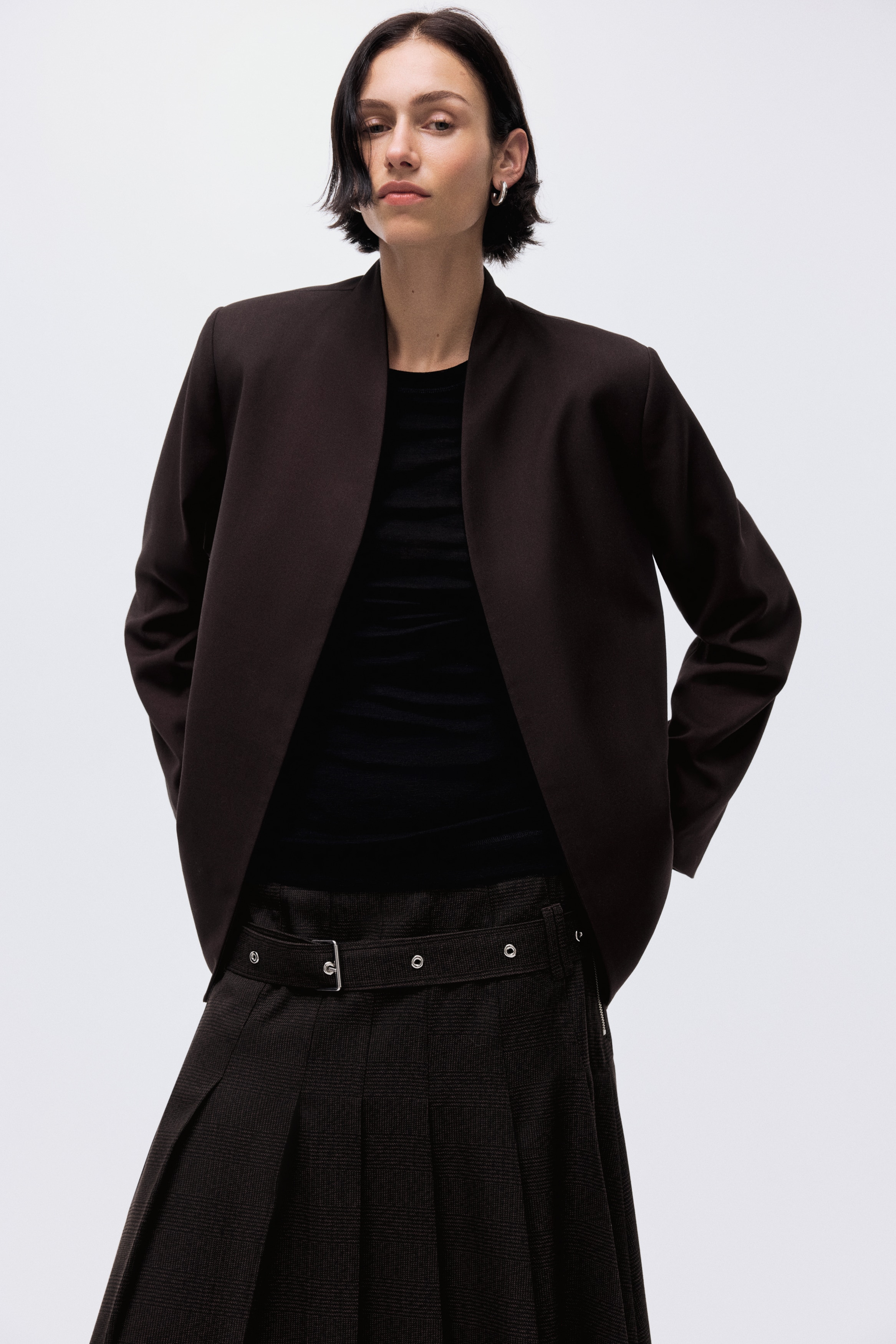 ベルテッドブレザー - ダークブラウン - レディース | H&M JP