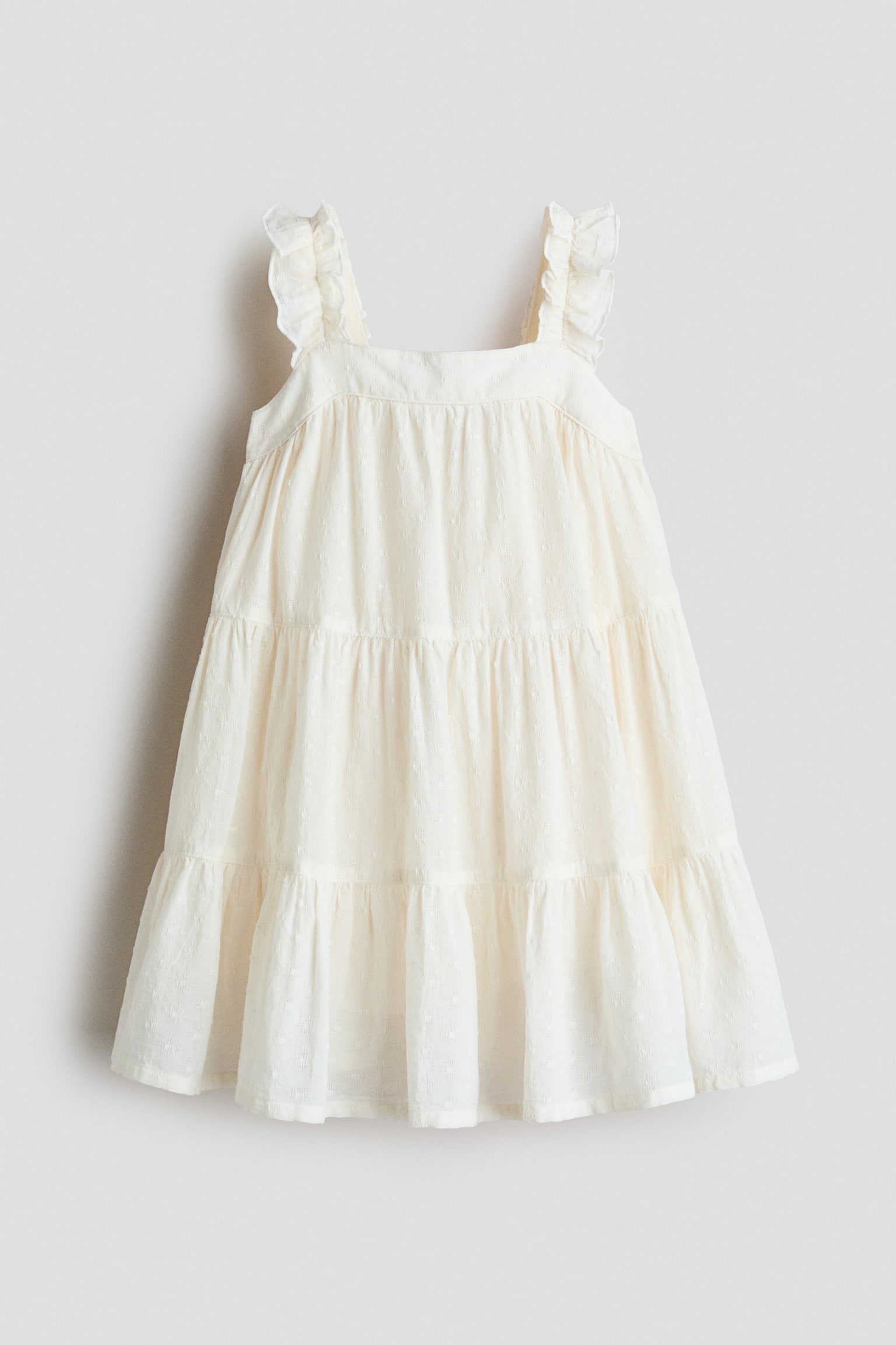 Tiered cotton dress - Cream - 1