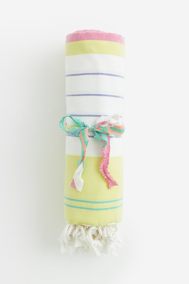 Large cotton beach towel - Yellow/Striped - 3