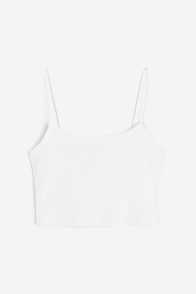 Cropped strappy top - White/Black/Beige - 2