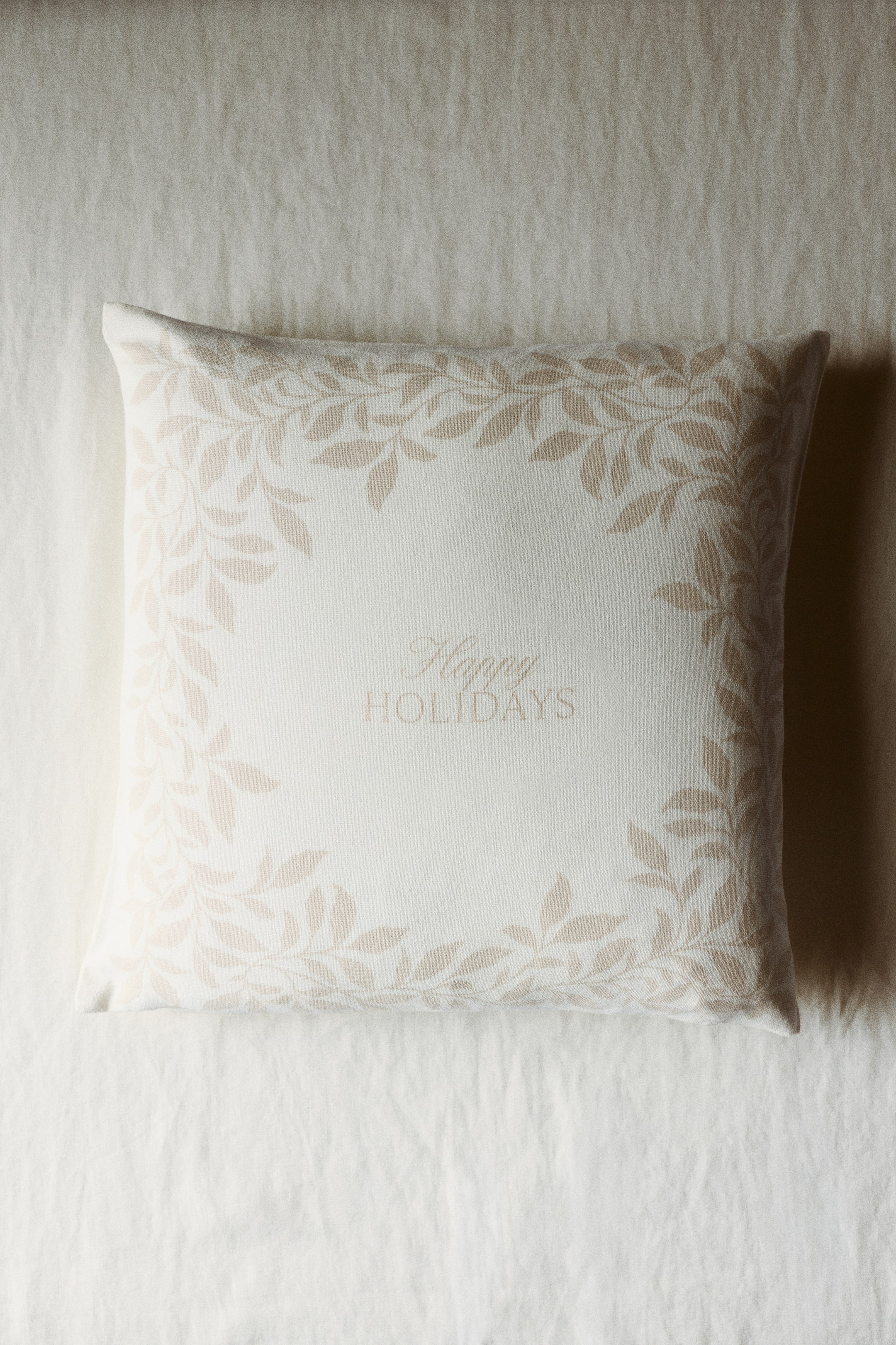 Zobrazit větší obrázek: Povlak na polštářek z lněné směsi s potiskem - Bílá/Happy Holidays - HOME | H&M CZ 1