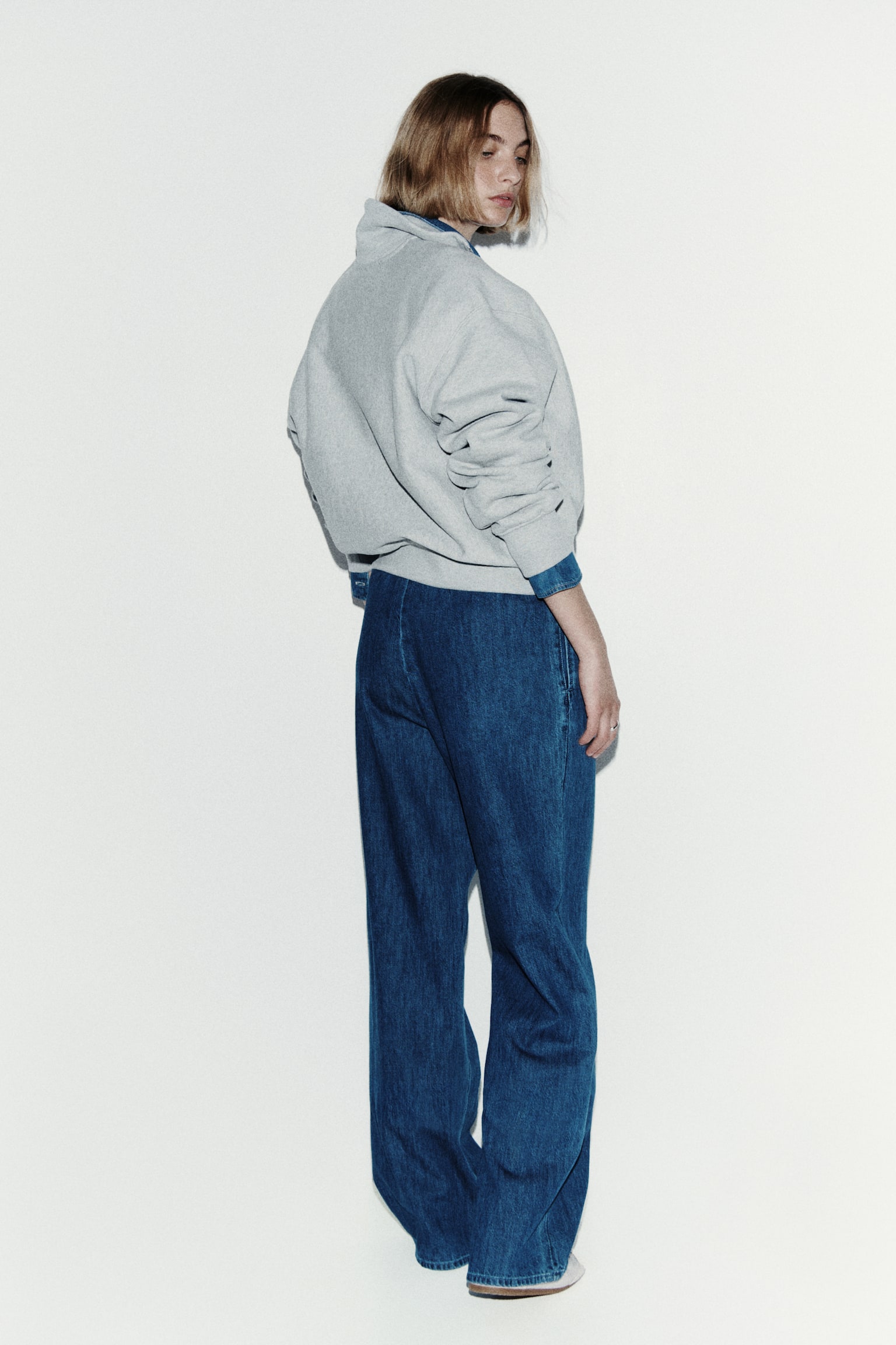 Denimbyxa med dragsko - Denimblå/Vit/Mörk denimblå/Ljus denimblå - 3