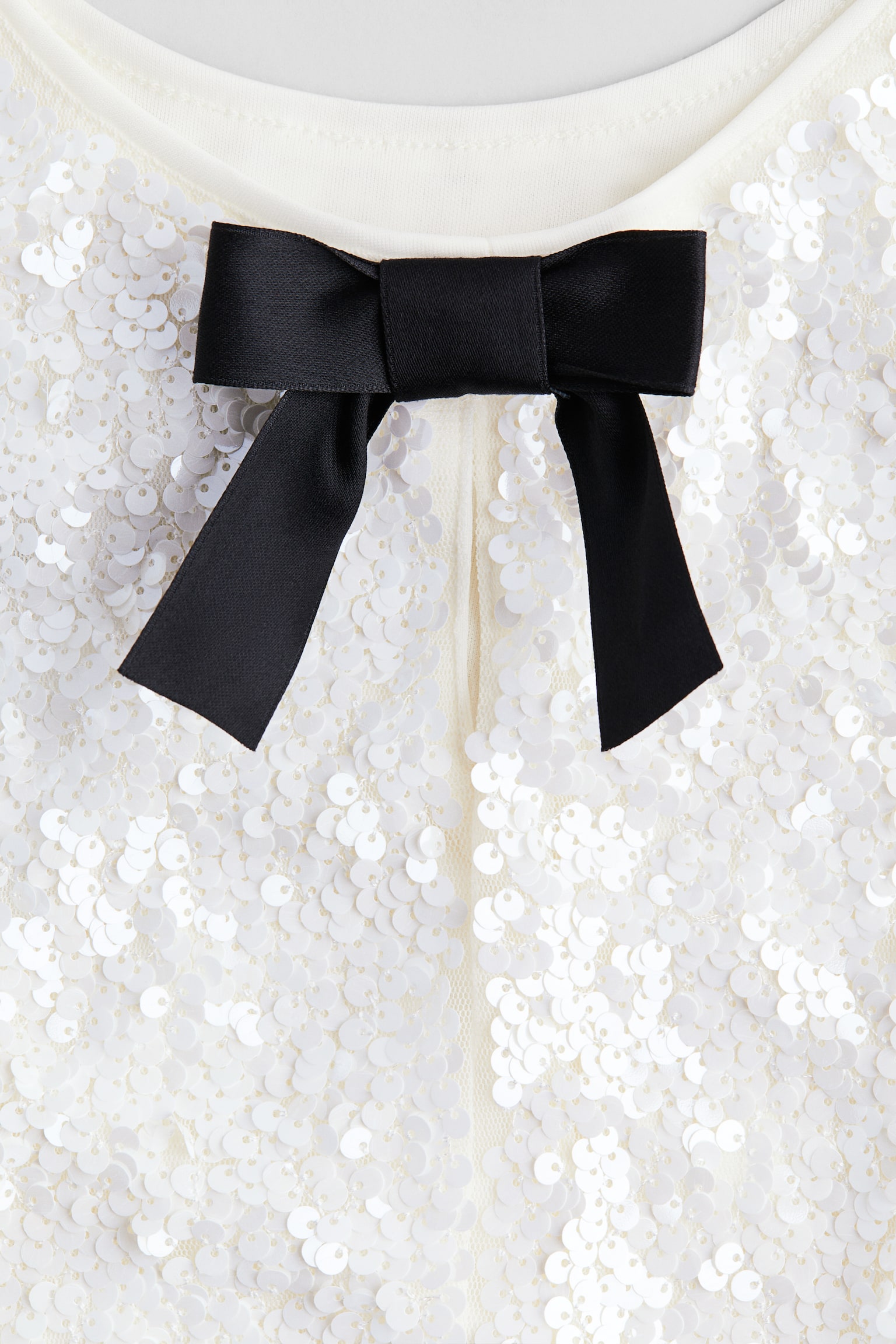 Bow-detail sequined dress - White/Black - 4