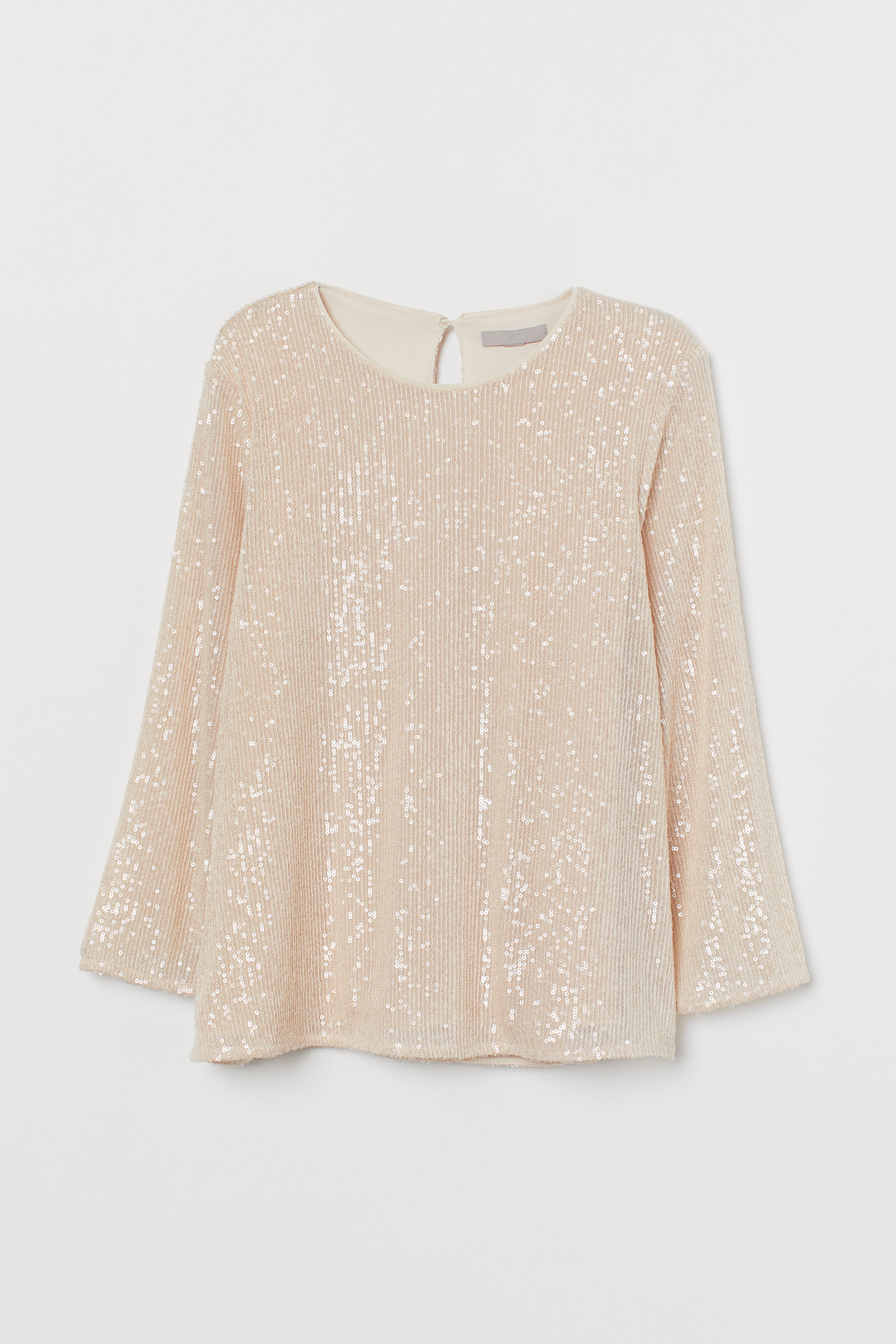 Sequined Top Light beige Ladies H M US