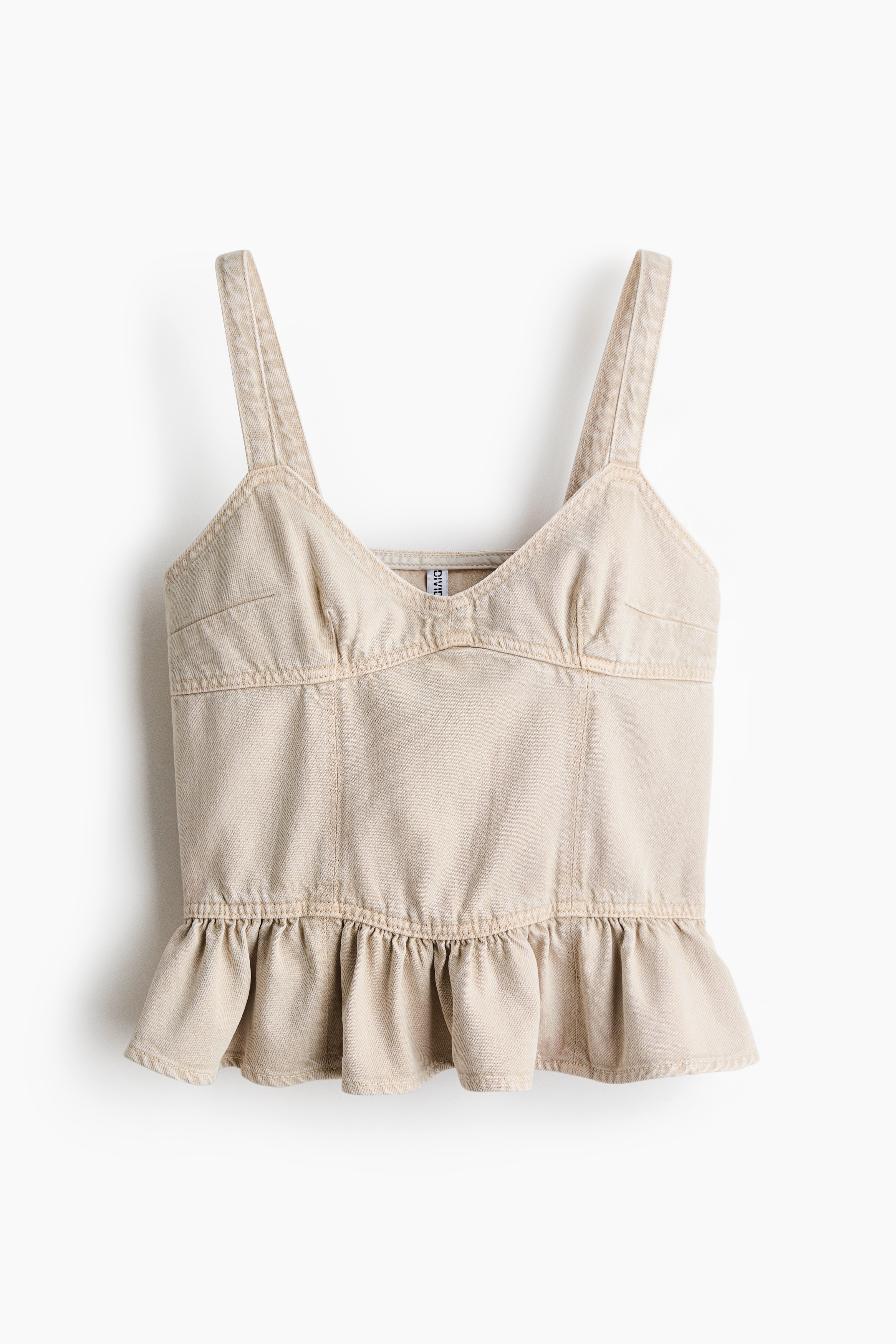 Τζιν τοπ με peplum - Ανοιχτό μπεζ/Σκούρο μπλε denim/Ανοιχτό σάπιο μήλο