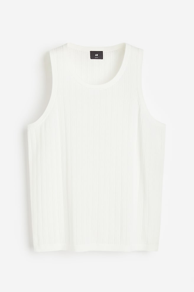 Slim Fit Knitted vest top - White - 2