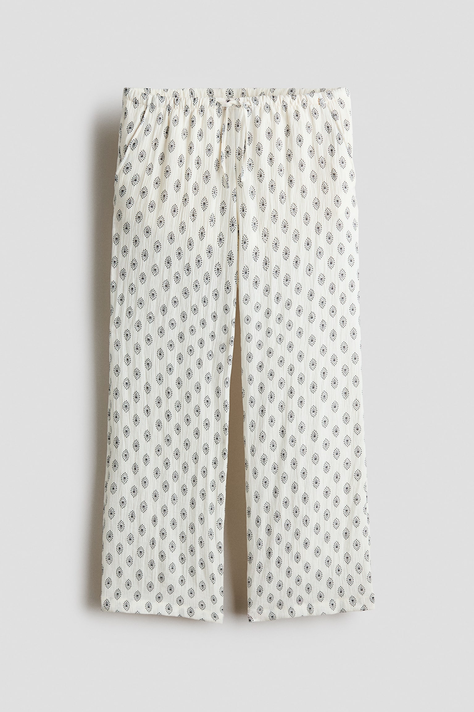 Pantaloni cu elastic în talie - Crem/motive/Roz-deschis/Negru/Bleumarin/Albastru-deschis/dungi/Albastru-prăfuit/flori/Alb/motive albastre/Bleumarin/flori/Albastru/dungi