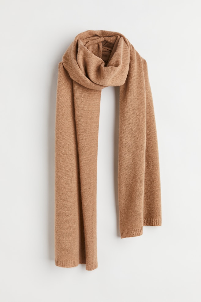 Cashmere-blend scarf - Dark beige/Black/Beige - 1