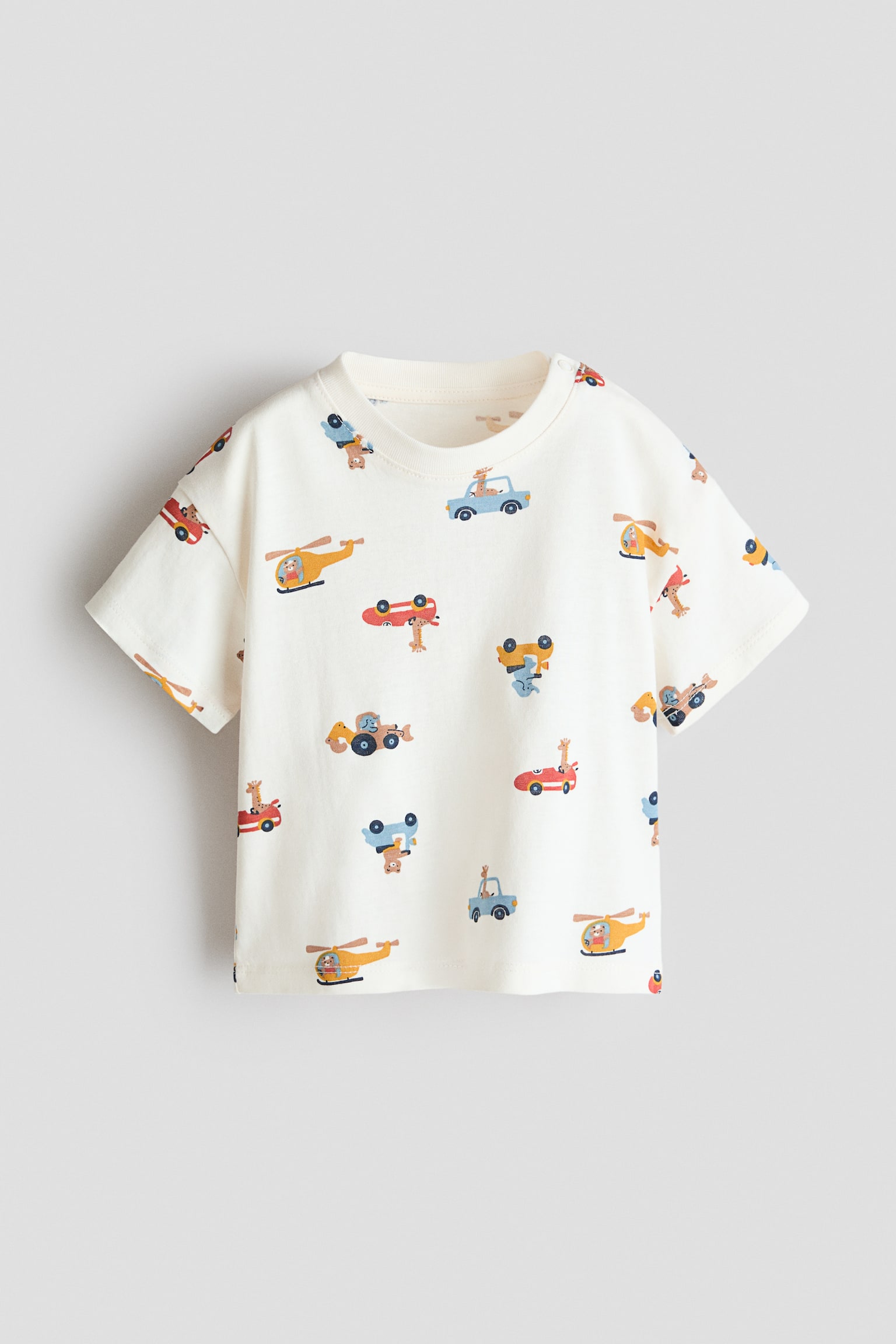 Printed cotton T-shirt - Cream/Vehicles/White/Dinosaurs/White/Car/White/Time To Explore/Light blue/Cars/Dark grey/Pacific/Brown/The Surf Club/Light blue/Grey striped/Light blue/Miami/Cream/Venice