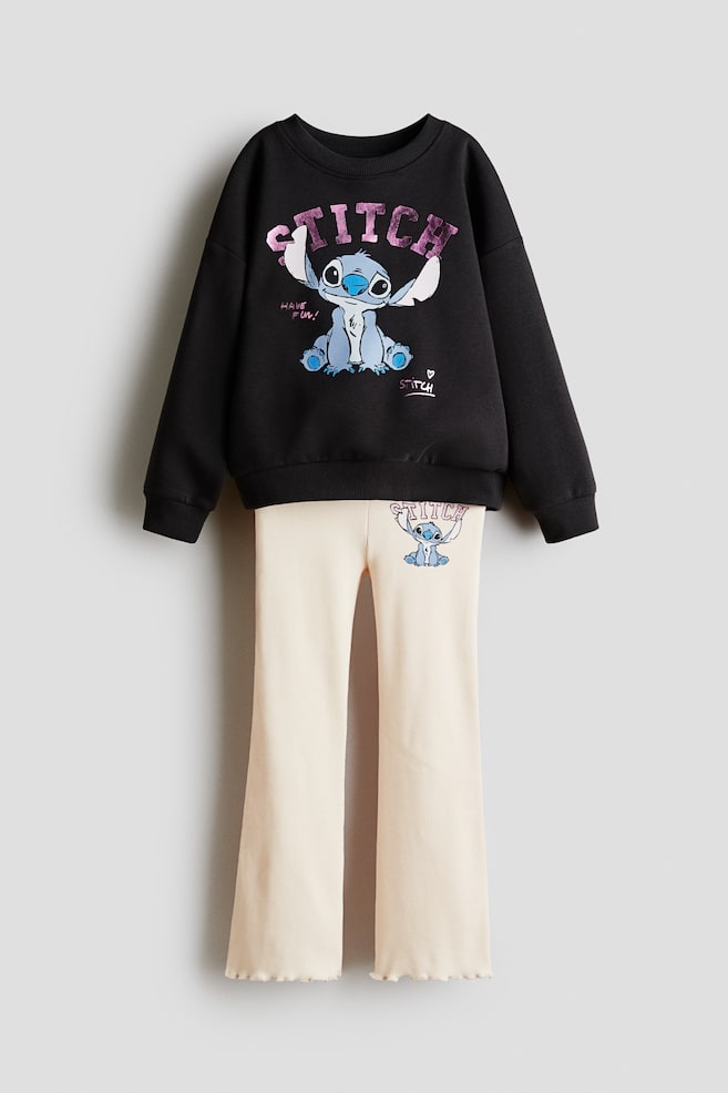 2-piece sweatshirt and leggings set - Black/Lilo & Stitch/Blue/Hello Kitty - 1