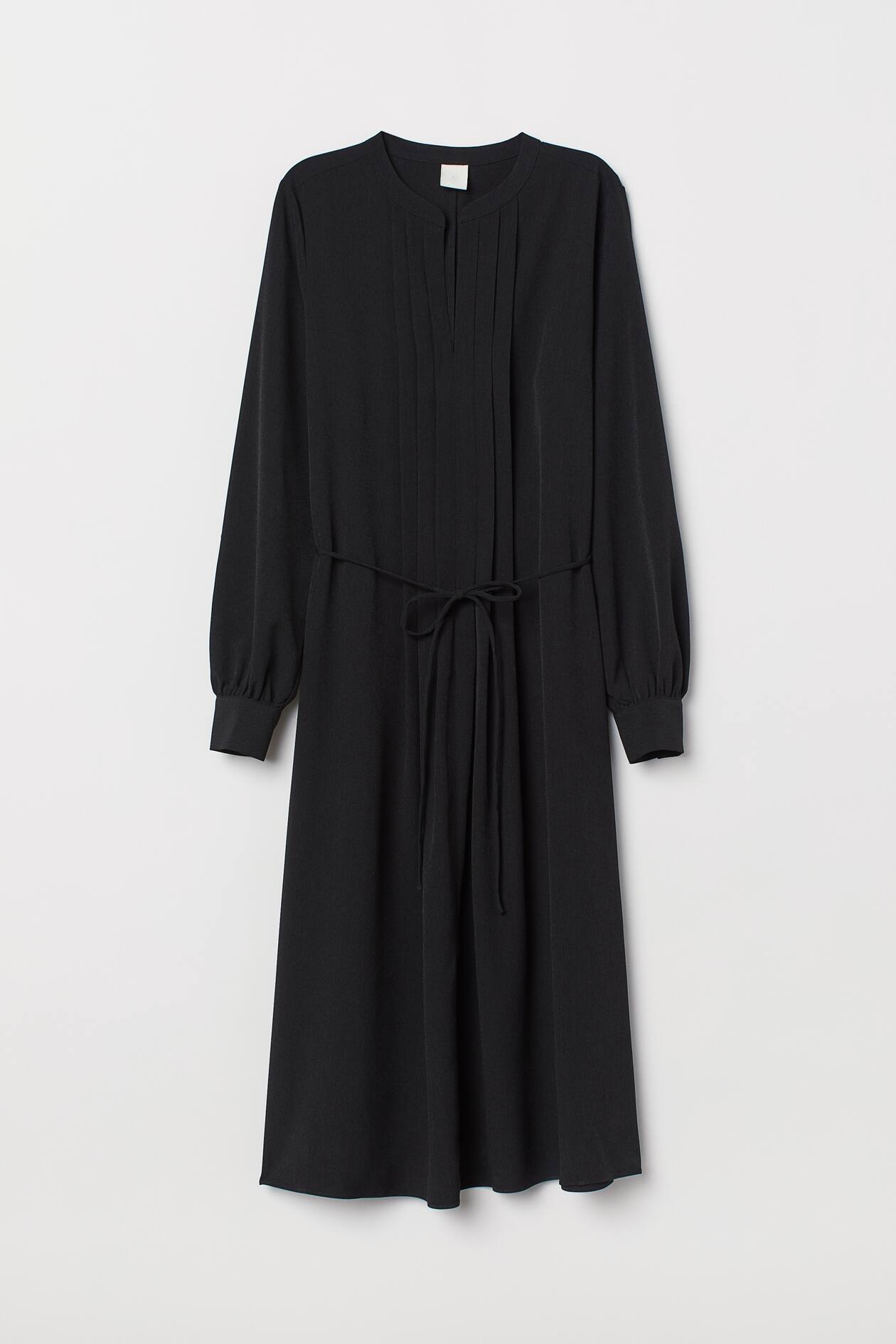 Crêped Dress - V-neck - Long sleeve - Black - Ladies | H&M US